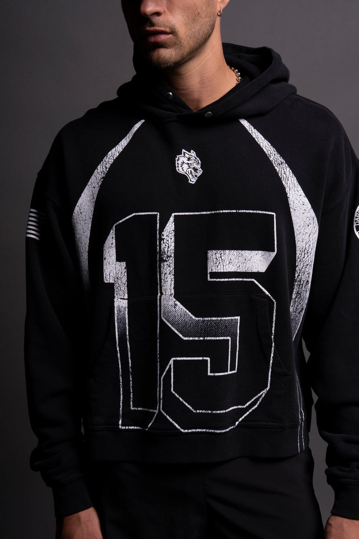 Game Time "Box Cut" Hoodie in Black/Cream