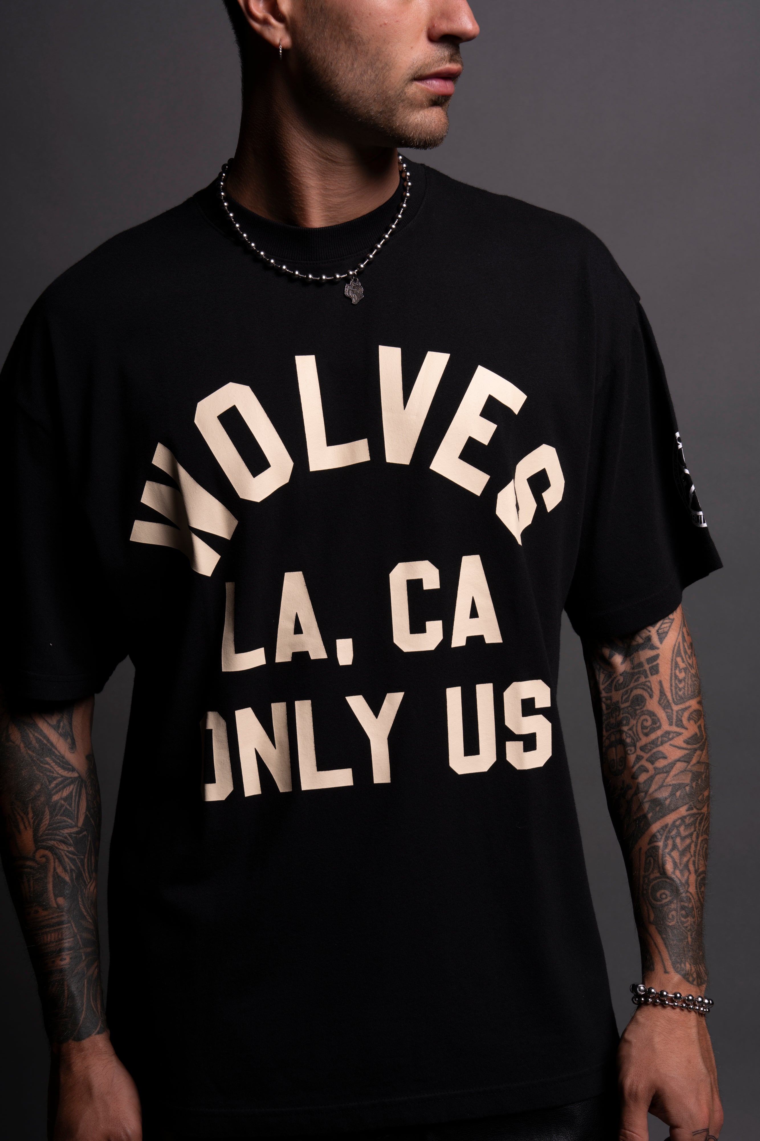 LA Wolves League "Premium" Oversized Tee in Black