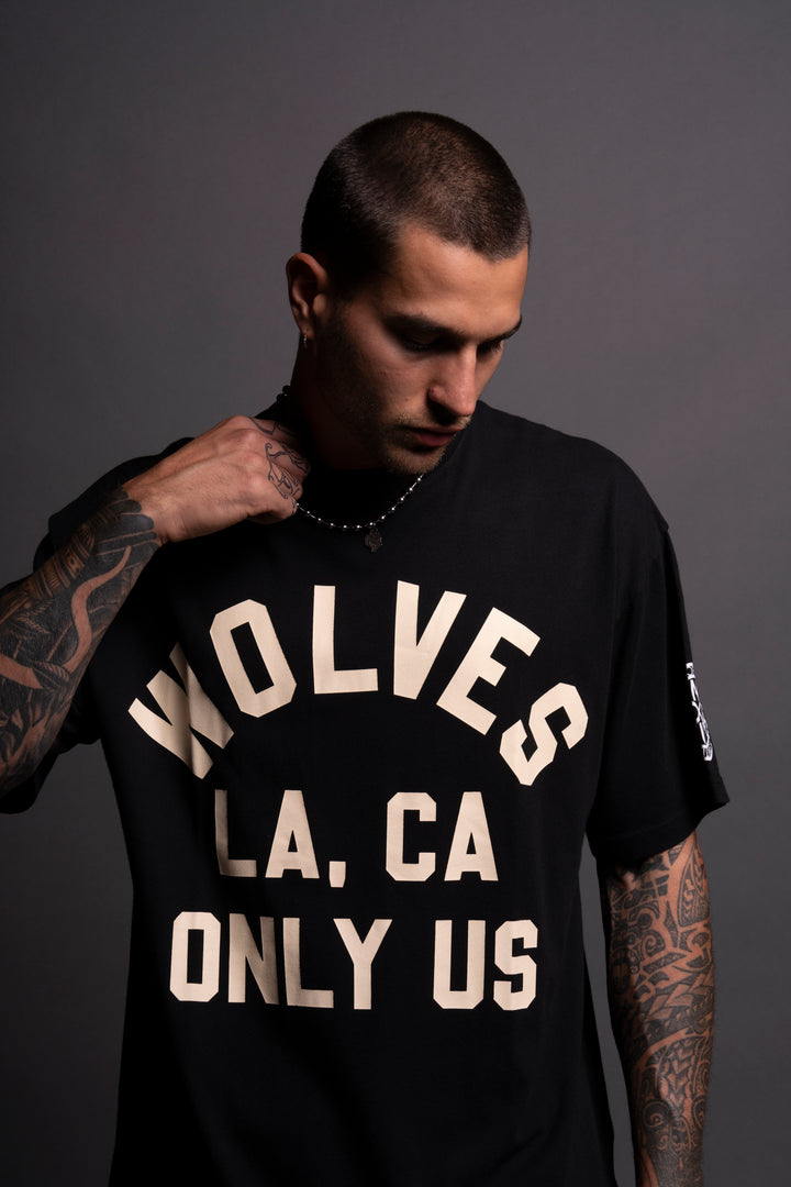 LA Wolves League "Premium" Oversized Tee in Black