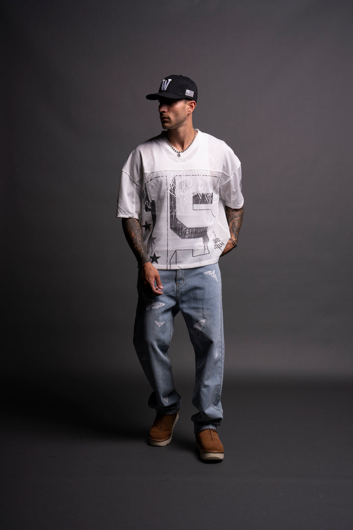 Game Time Emmitt Football Jersey in Cream