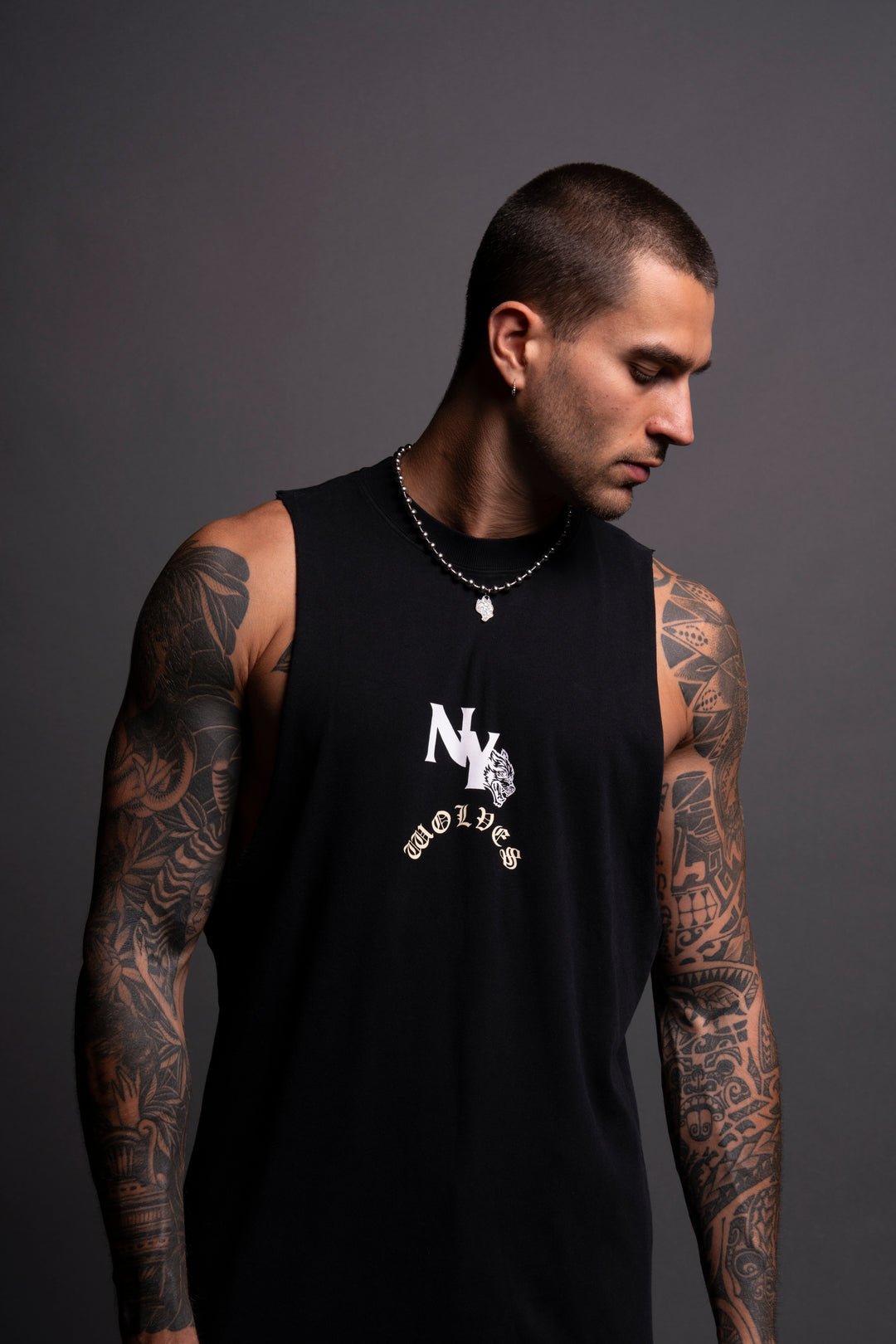 NY Wolves "Tommy" Muscle Tee in Black