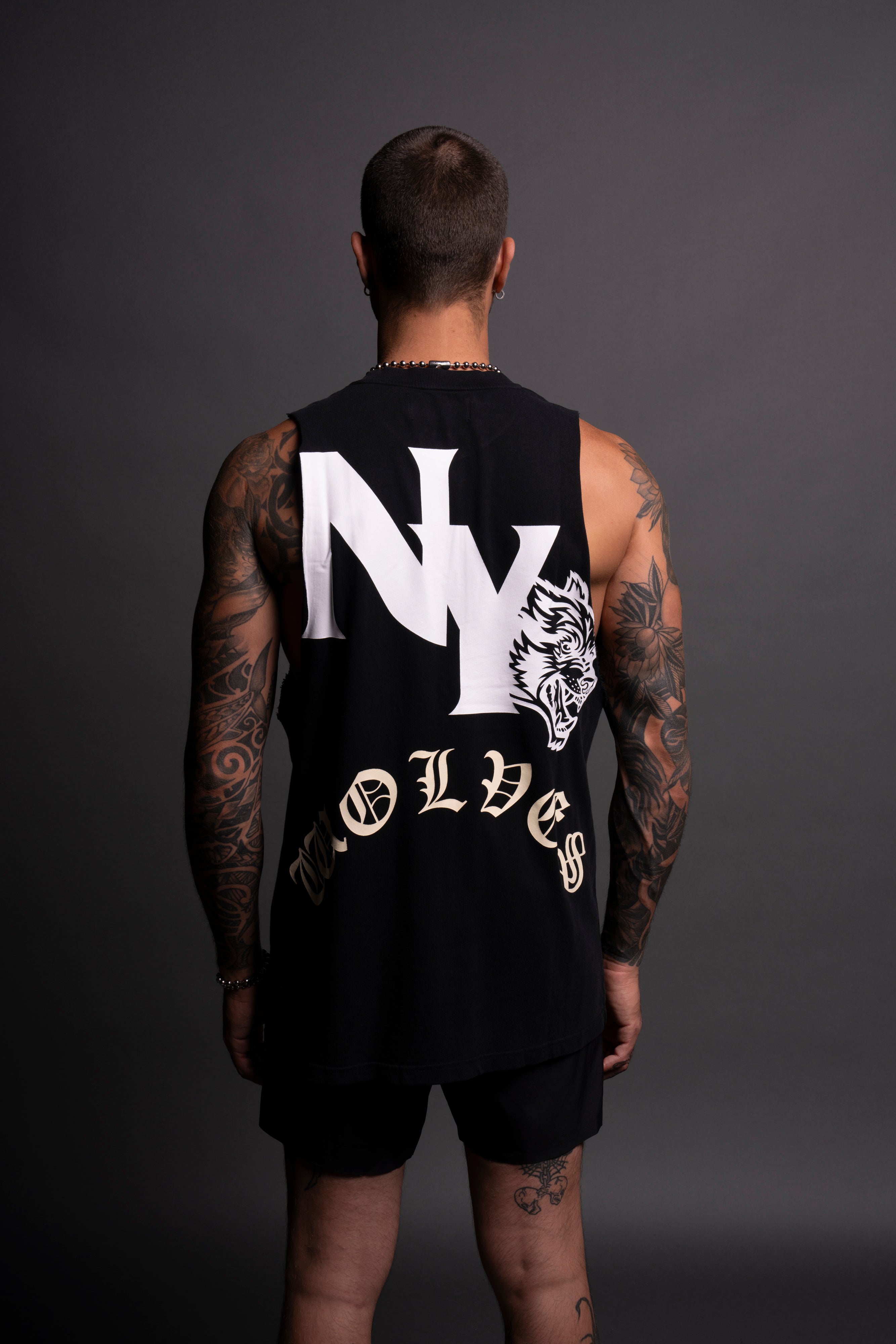 NY Wolves "Tommy" Muscle Tee in Black