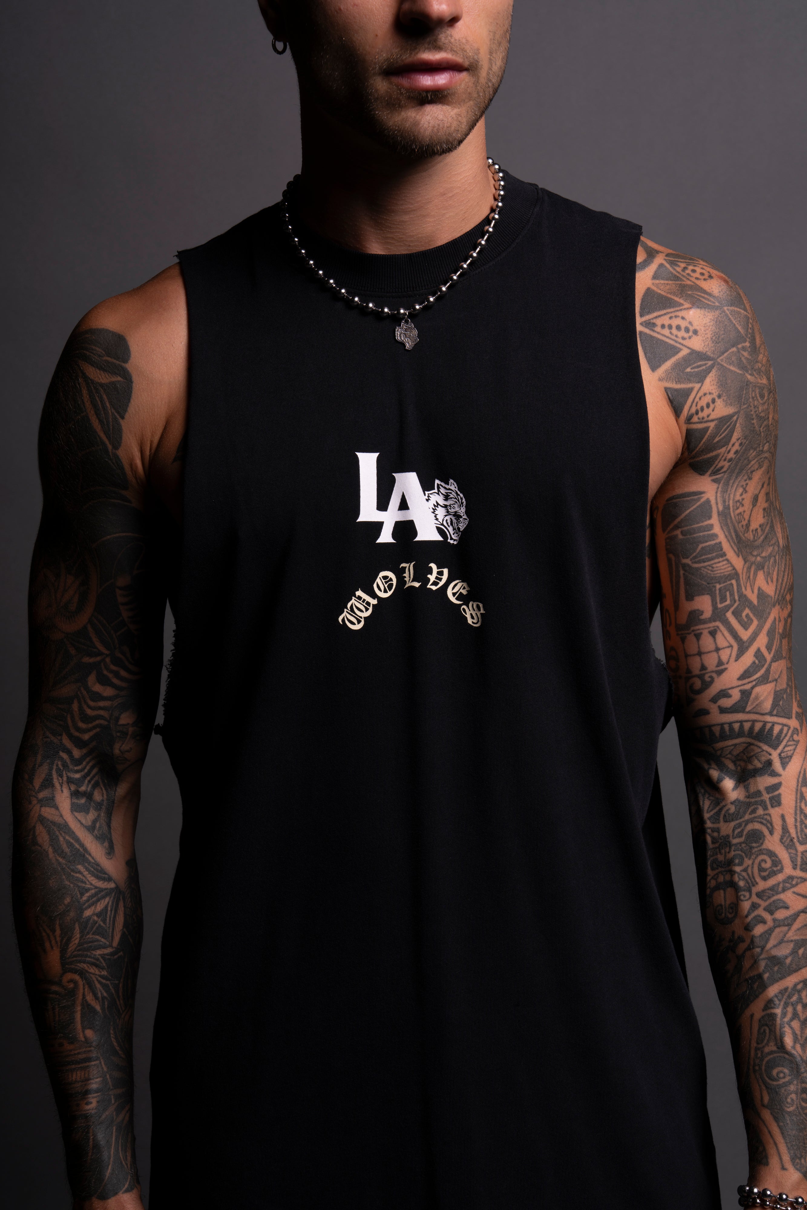 LA Wolves "Tommy" Muscle Tee in Black