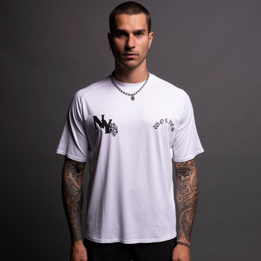 NY Wolf "Dry Wolf" Raglan Tee in White