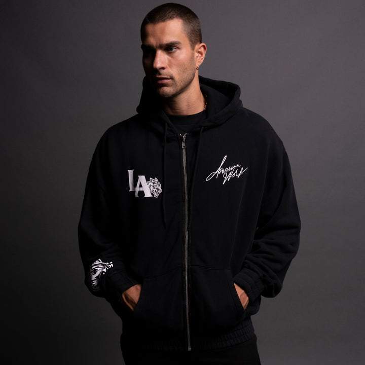 LA Wolf "Chambers" Zip Hoodie in Black