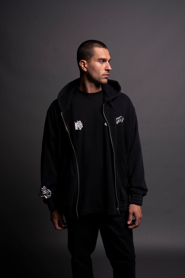 LA Wolf "Chambers" Zip Hoodie in Black