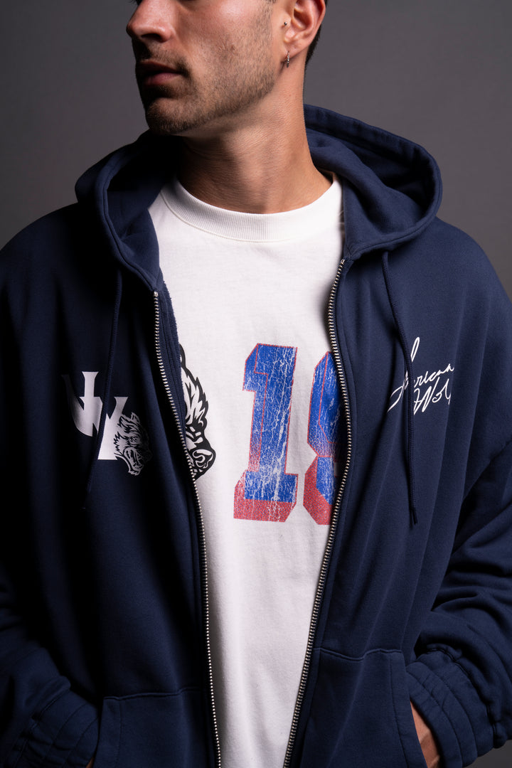 NY Wolf "Chambers" Zip Hoodie in Navy