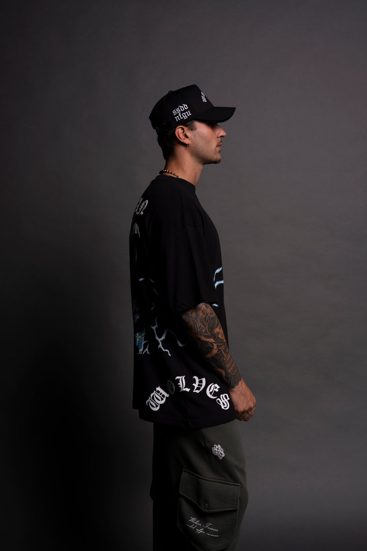 Knight Fall "Premium" Oversized Tee in Black