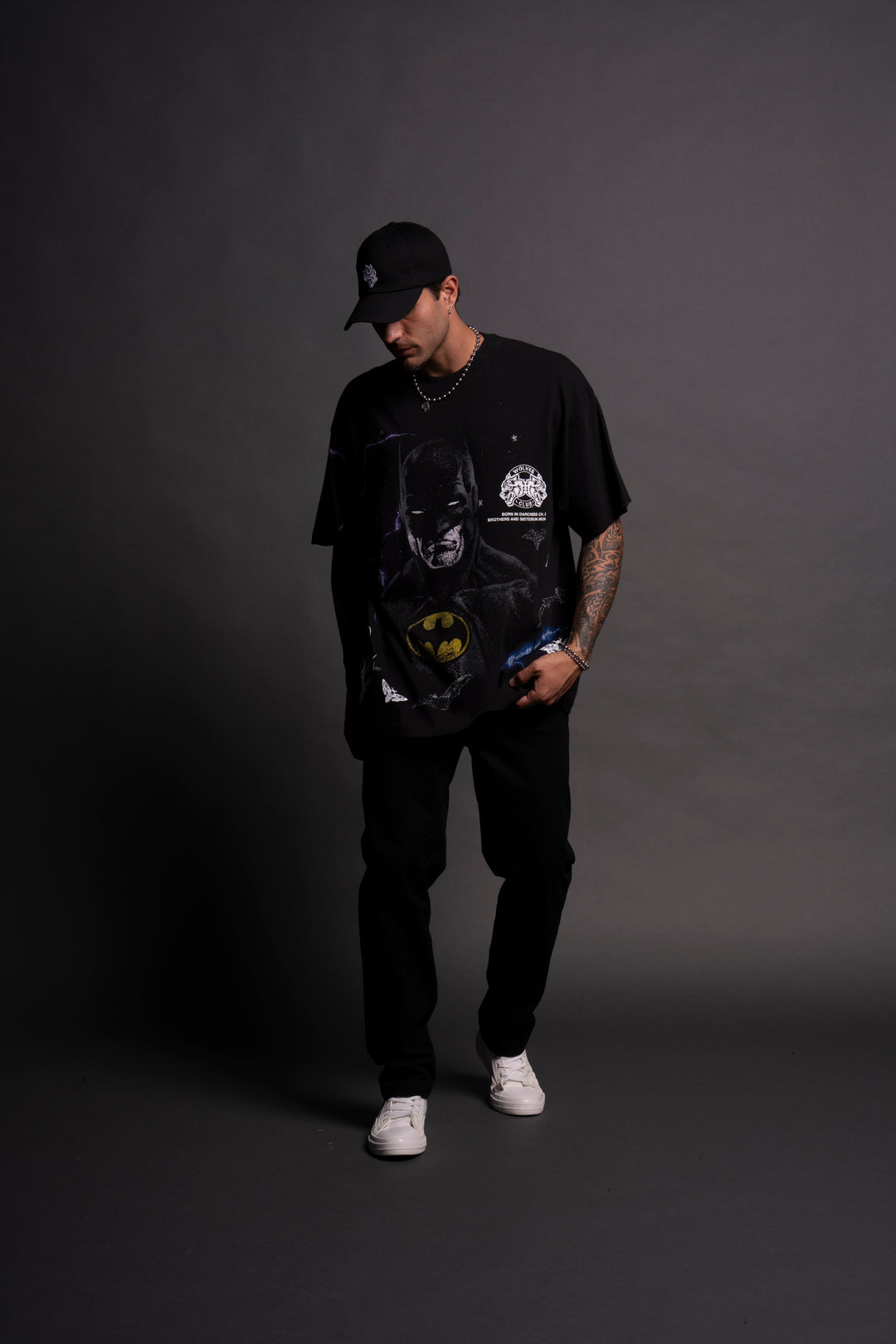 Batman "Side By Side" Oversized Tee in Black