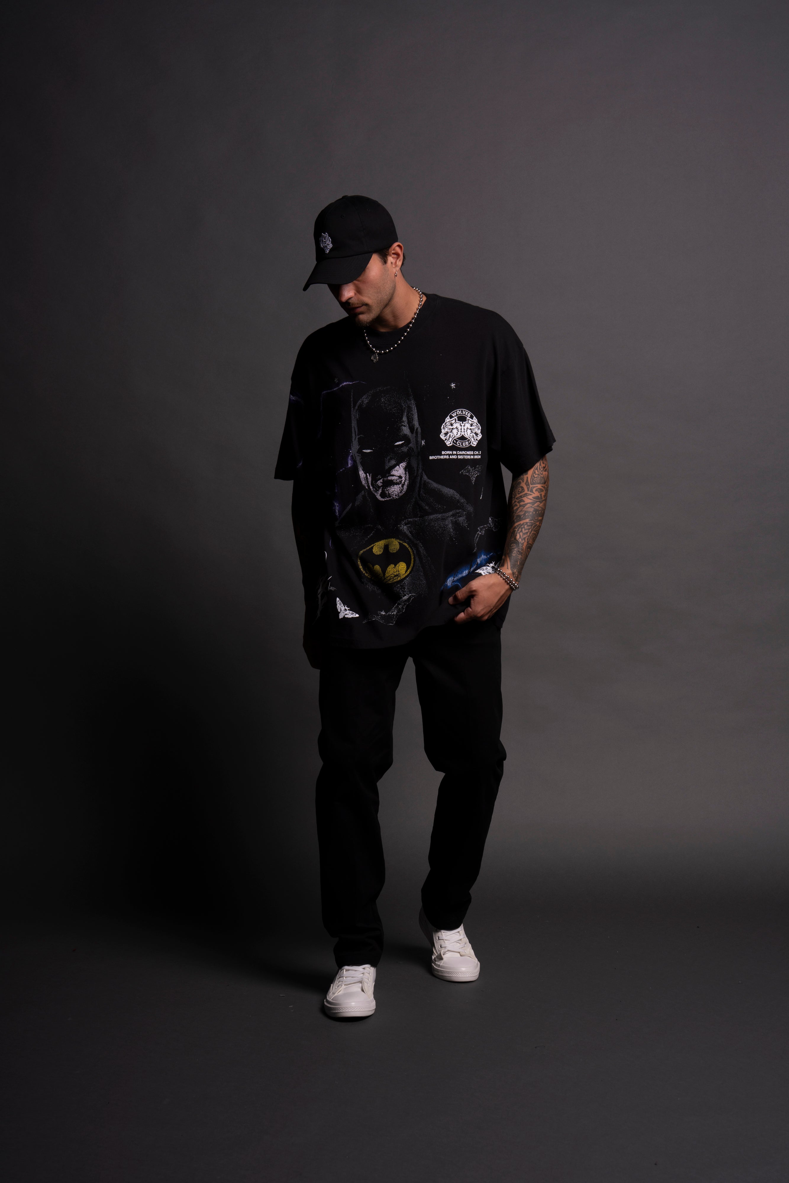 Batman "Side By Side" Oversized Tee in Black