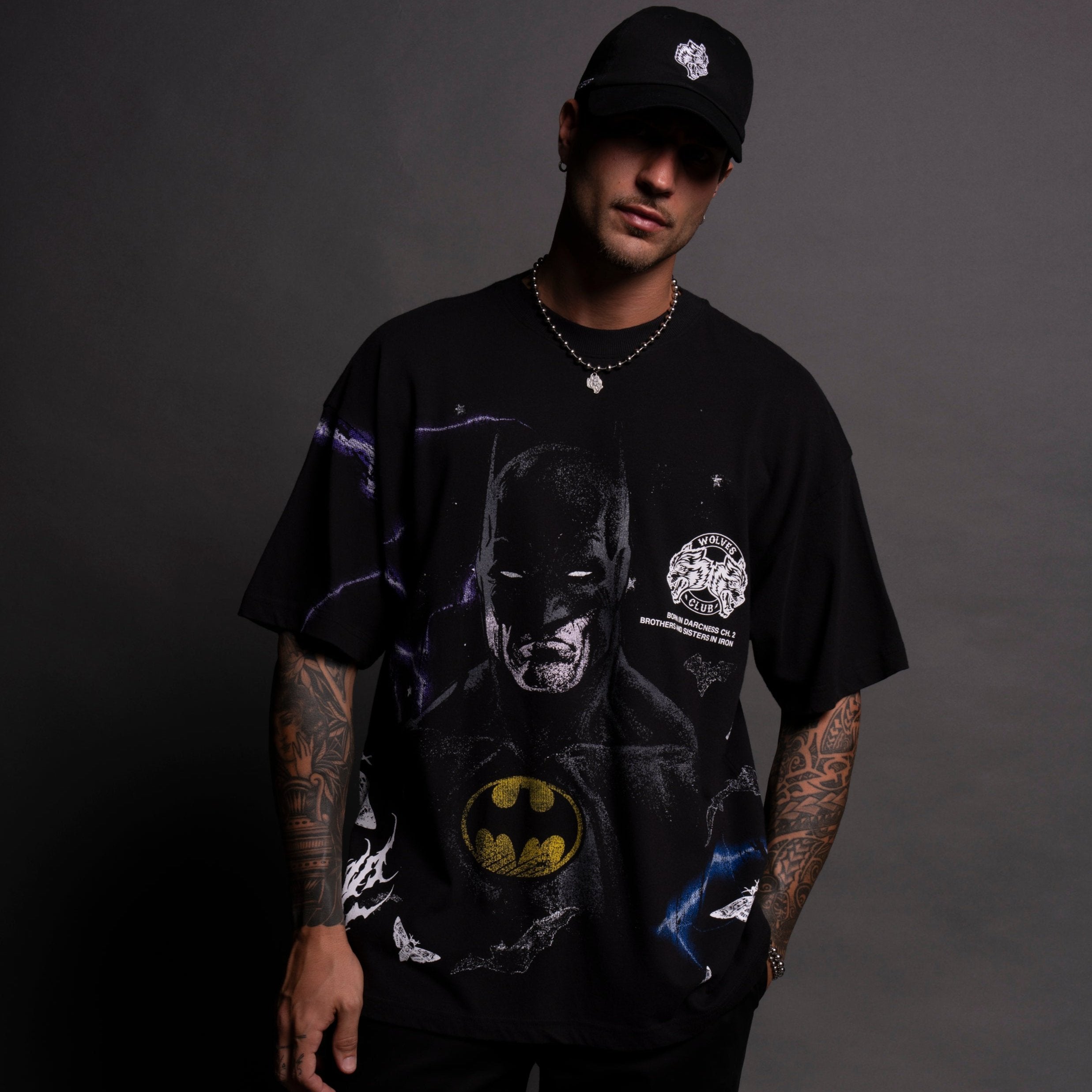Batman "Side By Side" Oversized Tee in Black