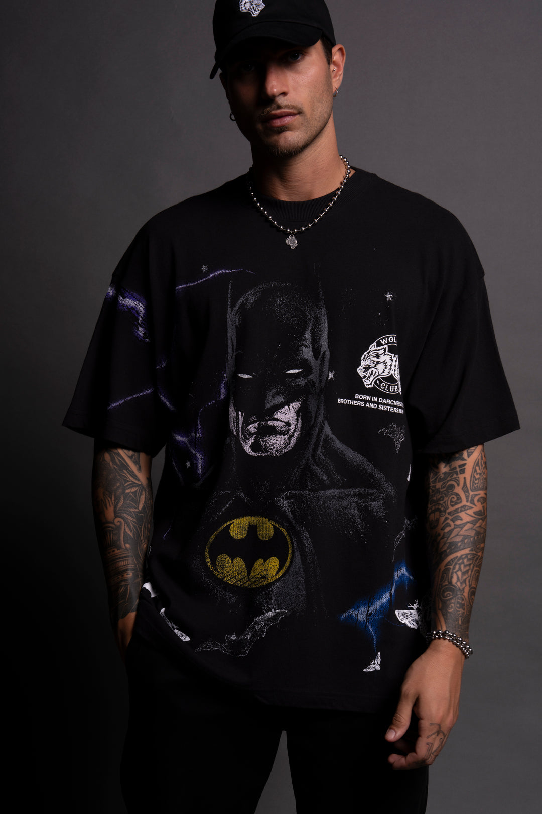 Batman "Side By Side" Oversized Tee in Black
