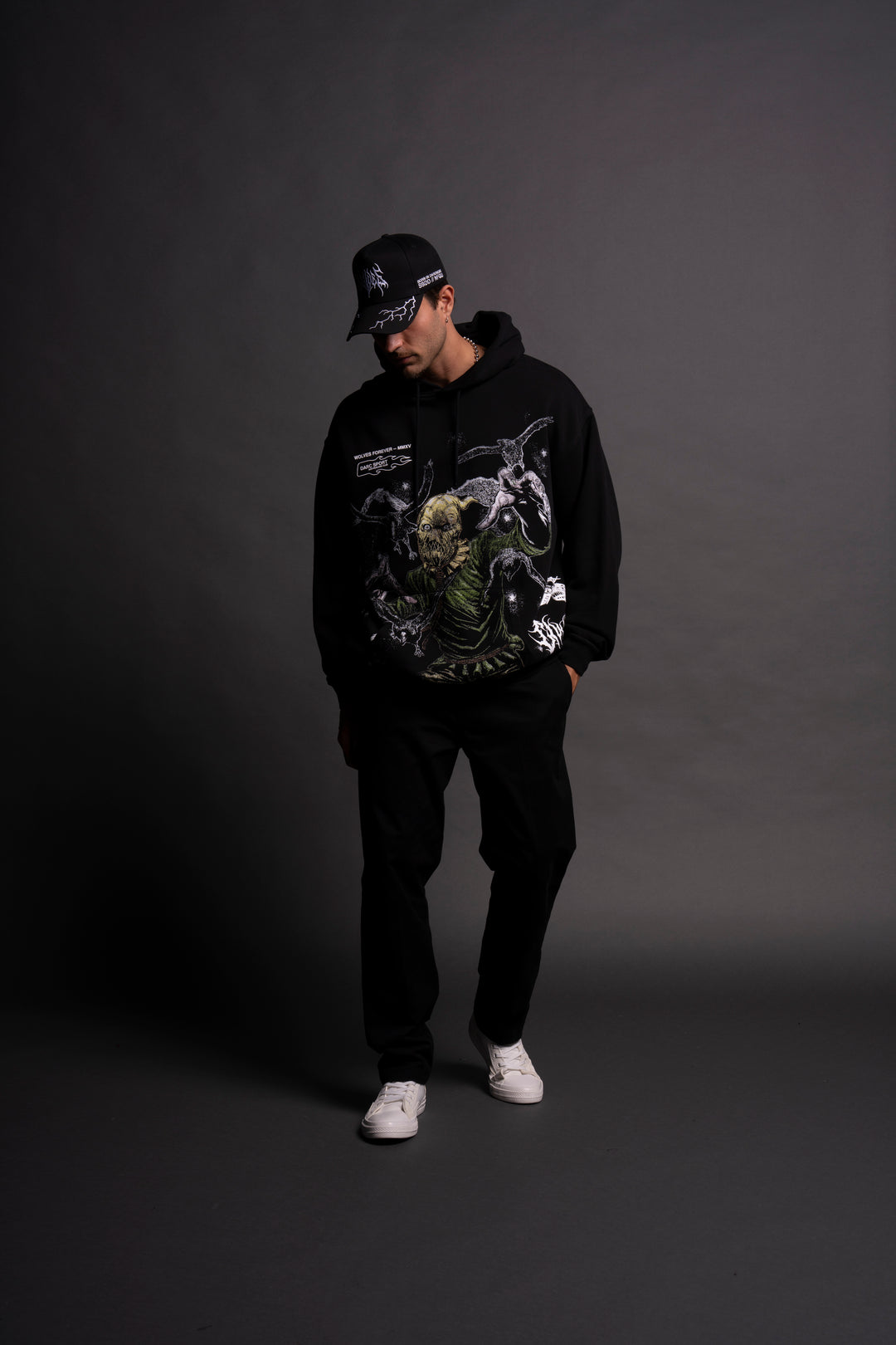 Scarecrow "Side-By-Side" Bishop Hoodie in Black