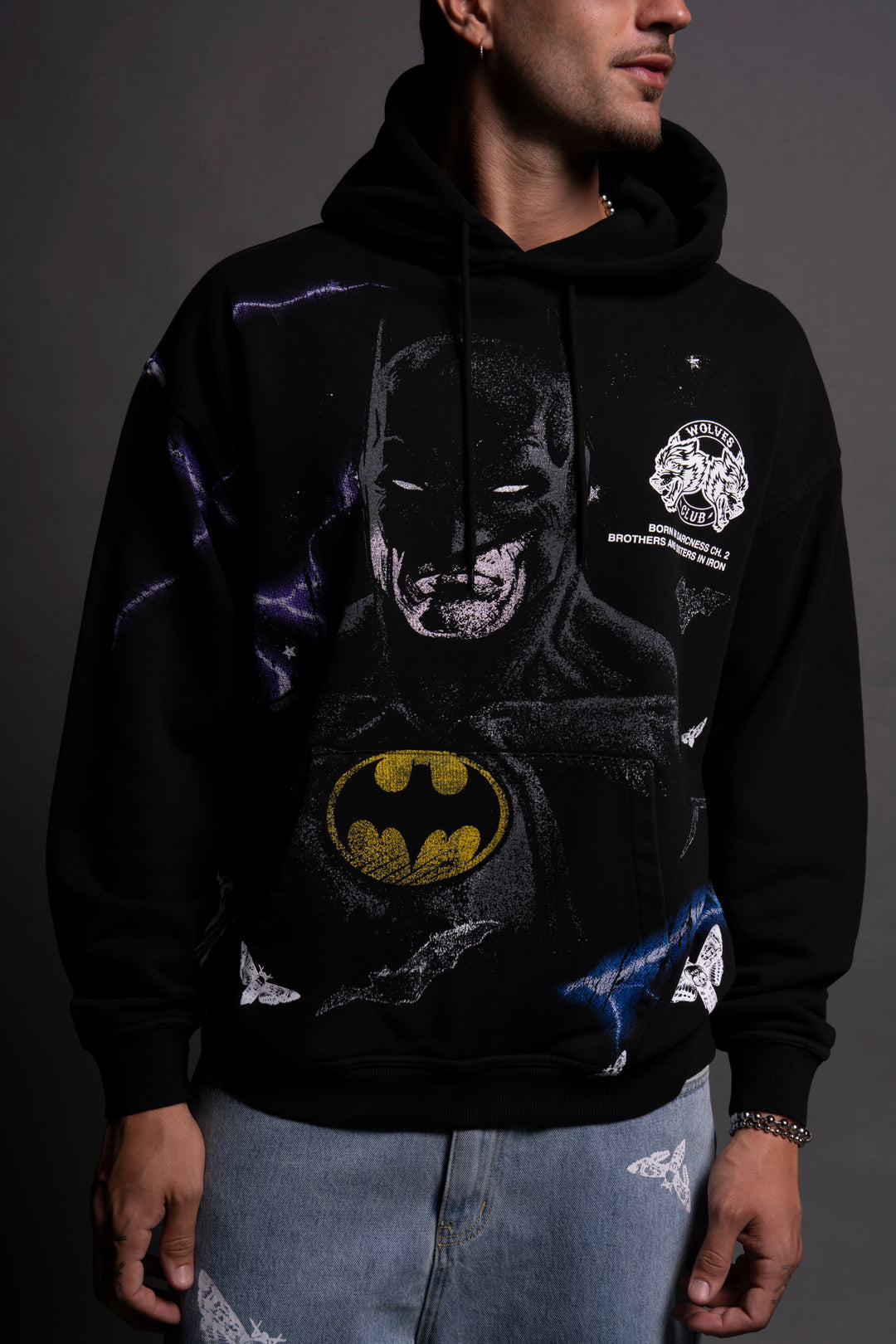 Batman "Side-By-Side" Bishop Hoodie in Black