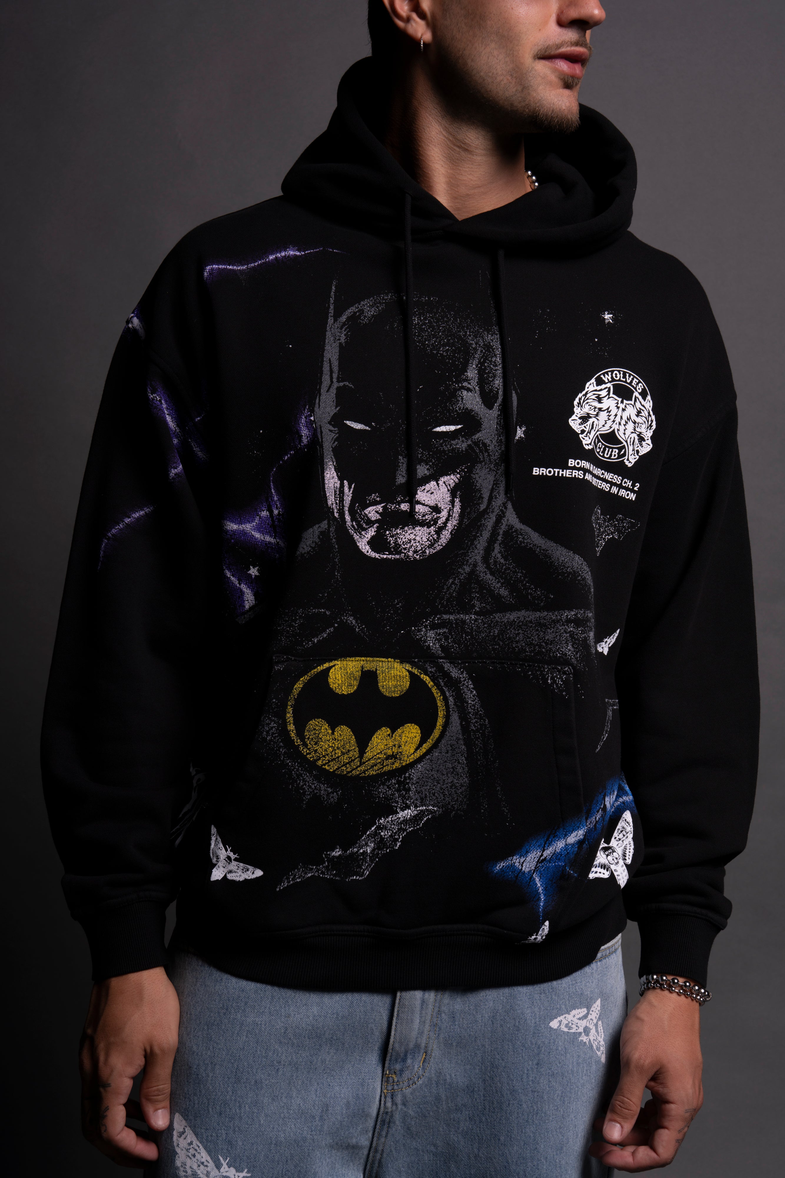 Batman "Side-By-Side" Bishop Hoodie in Black