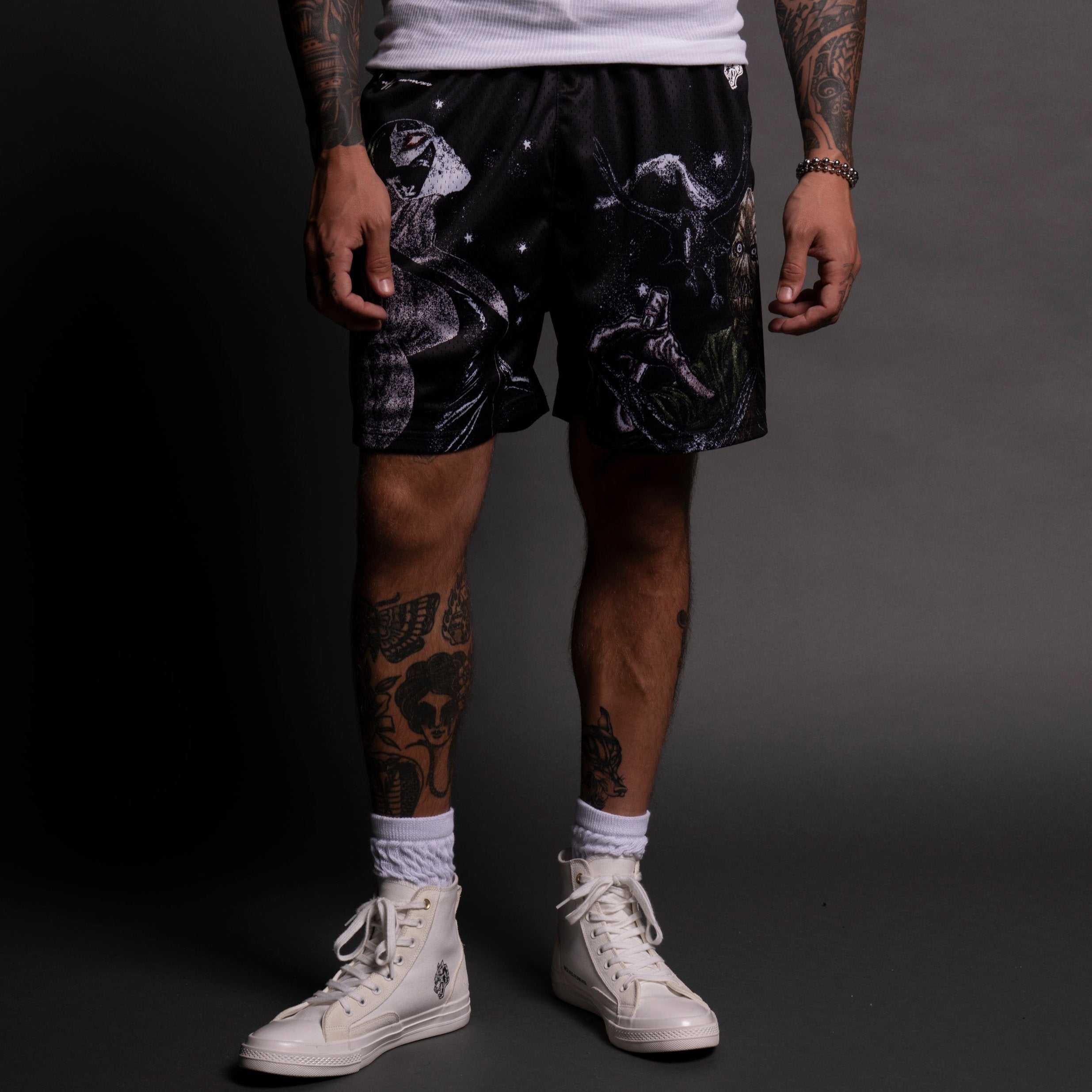 Bane And The Crow Mesh Shorts in Black