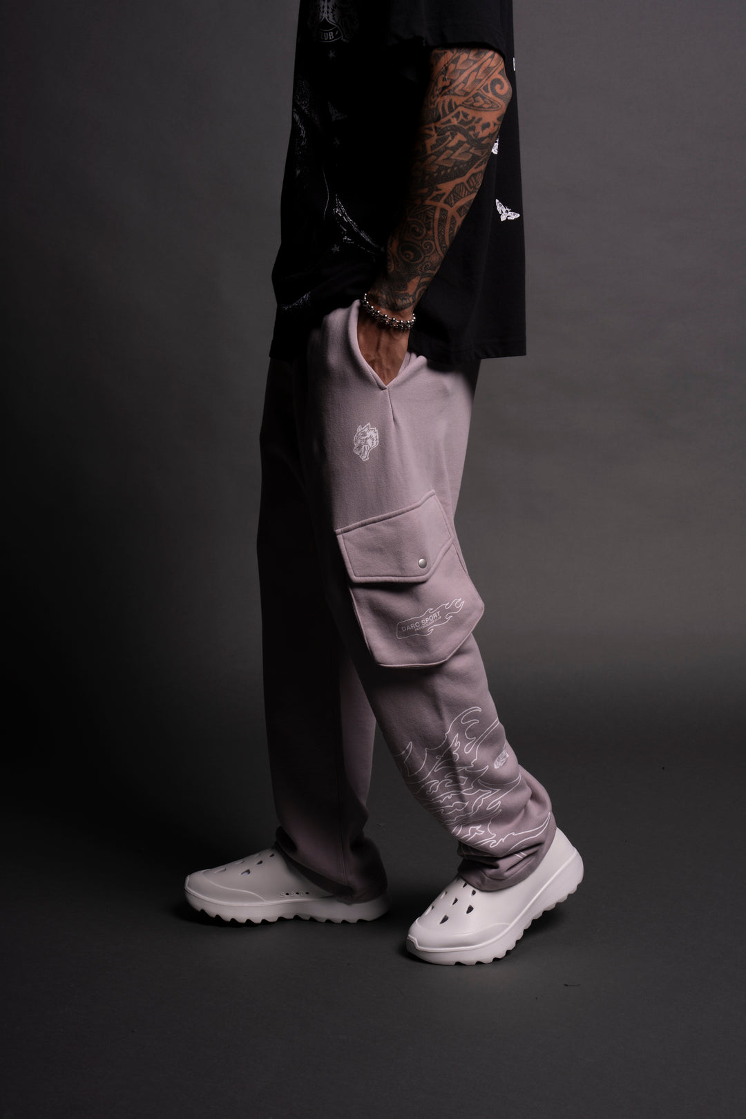 Death Head Bigelow Cargo Sweat Pants in Quartz