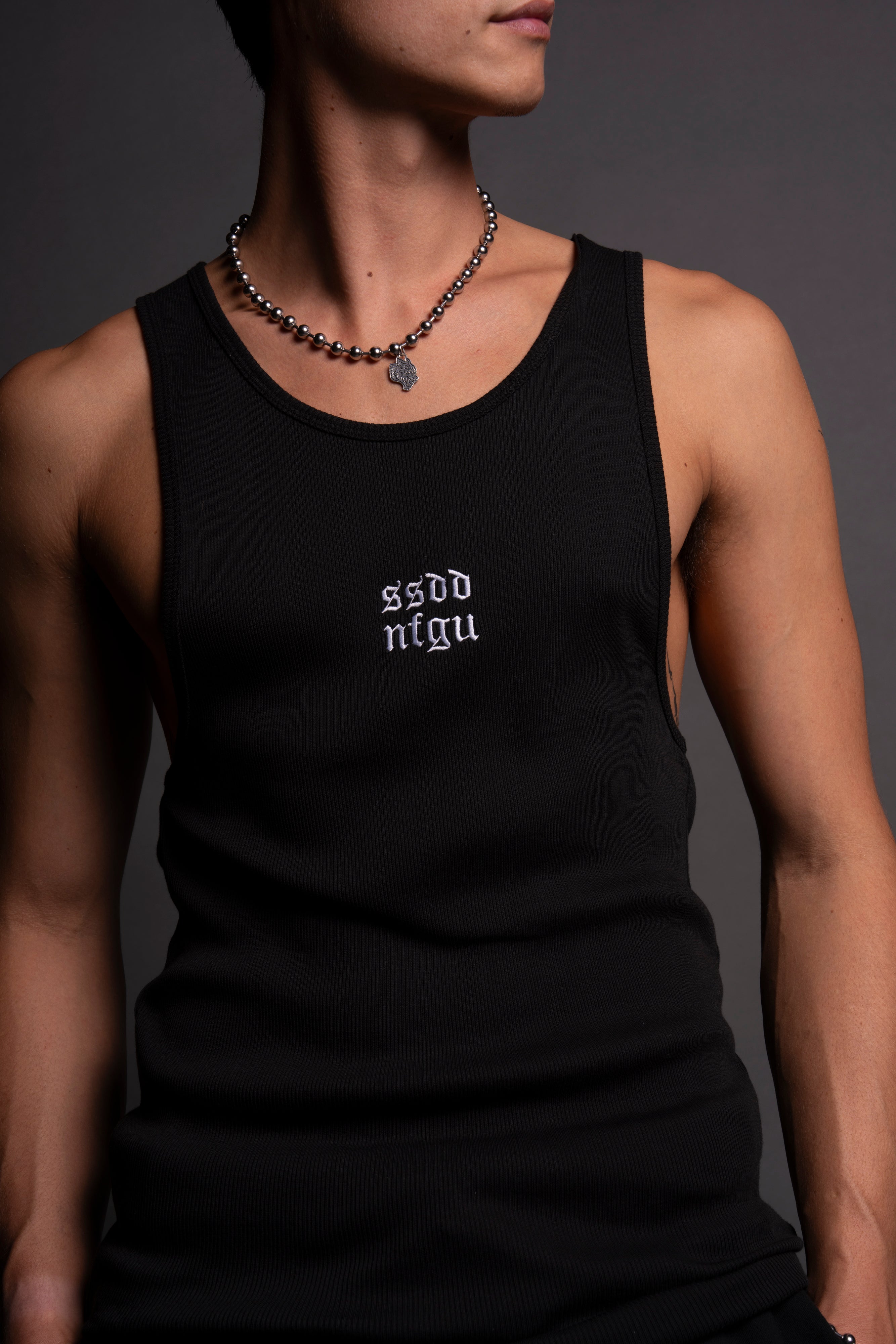 SSDDNFGU "Ribbed" Tank in Black