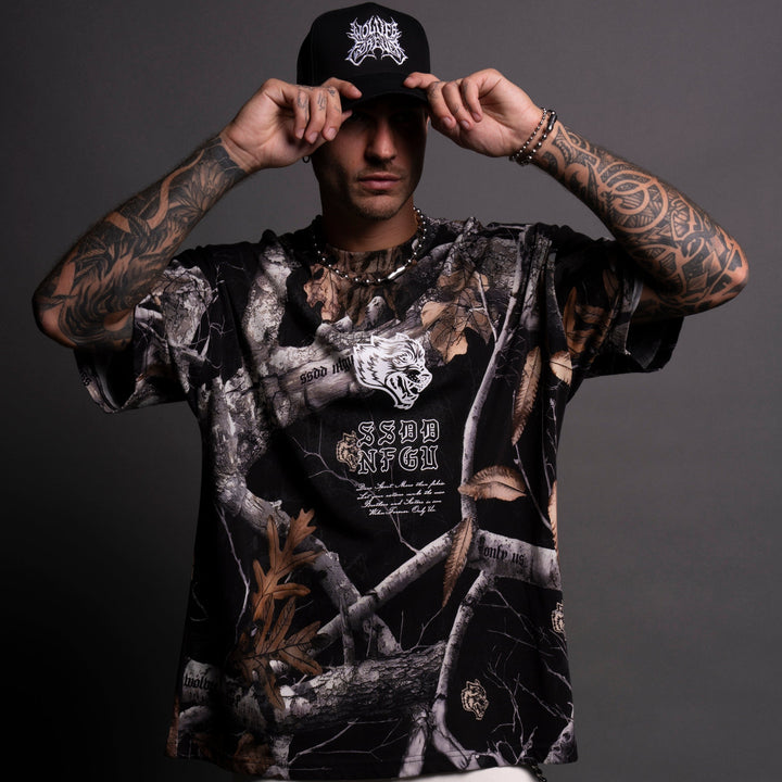 NFGU Mempo "Premium" Oversized Tee in Darc Woodland Camo