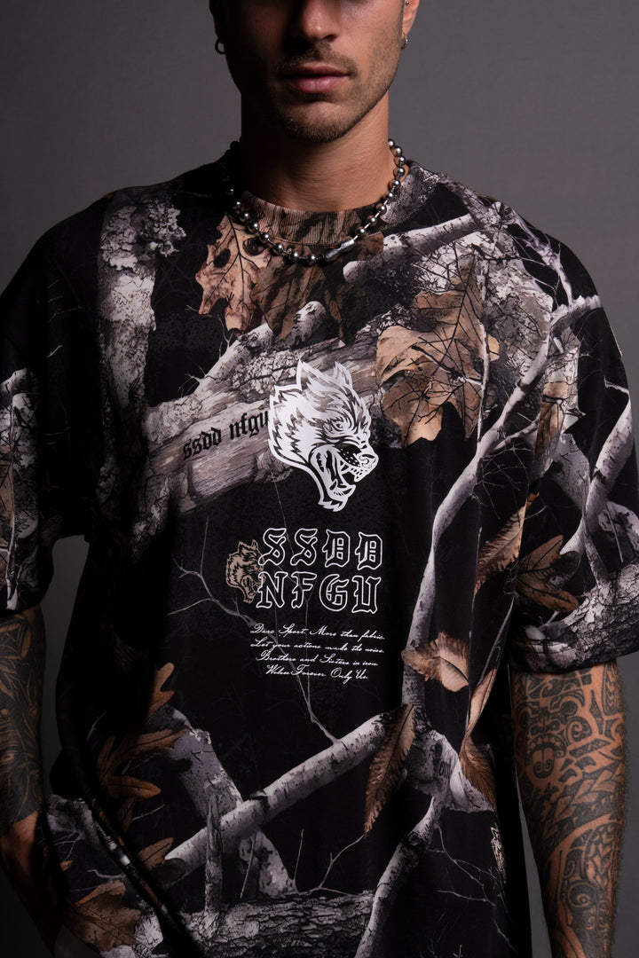 NFGU Mempo "Premium" Oversized Tee in Darc Woodland Camo