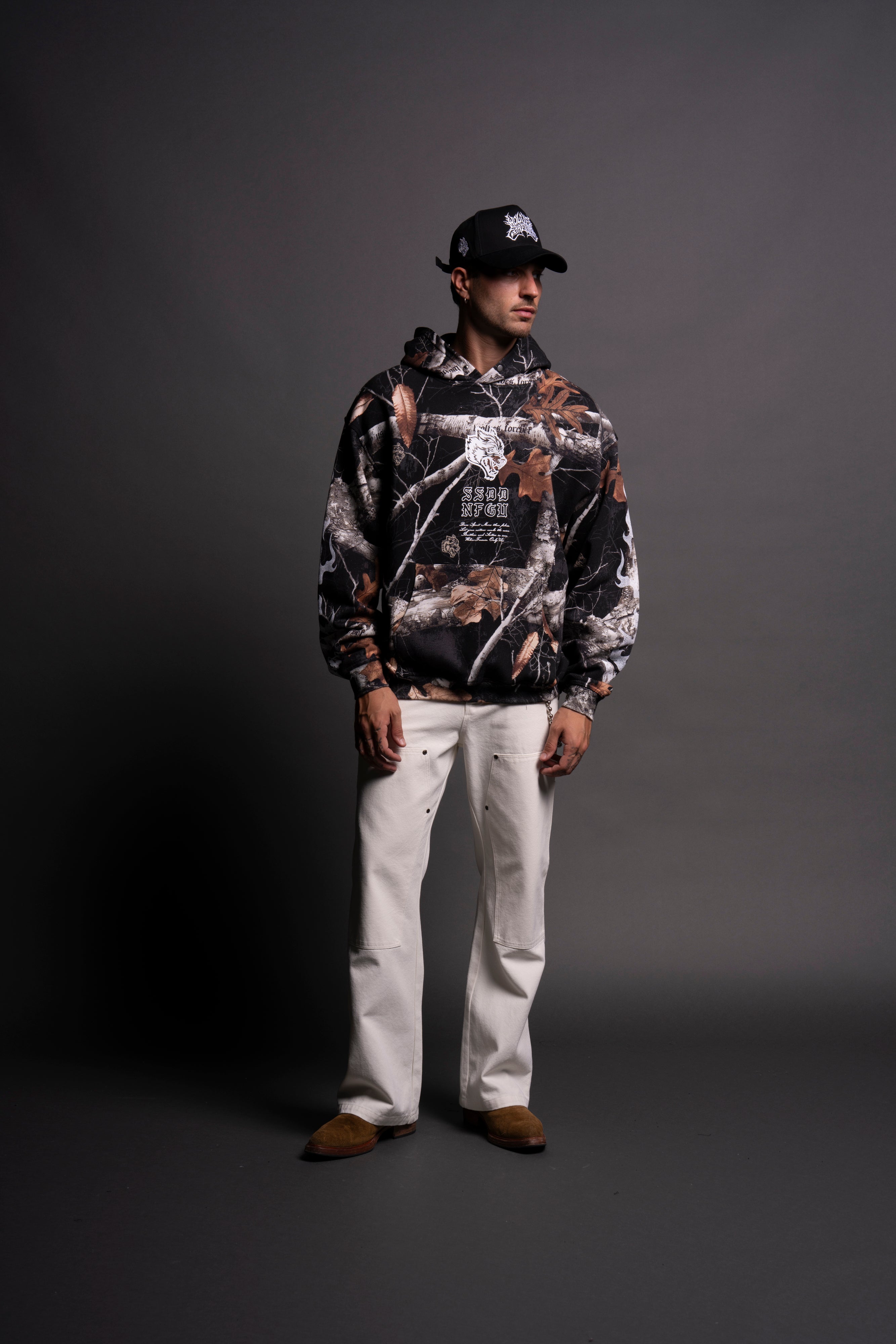 NFGU Mempo Flames "Pierce" Hoodie in Darc Woodland Camo