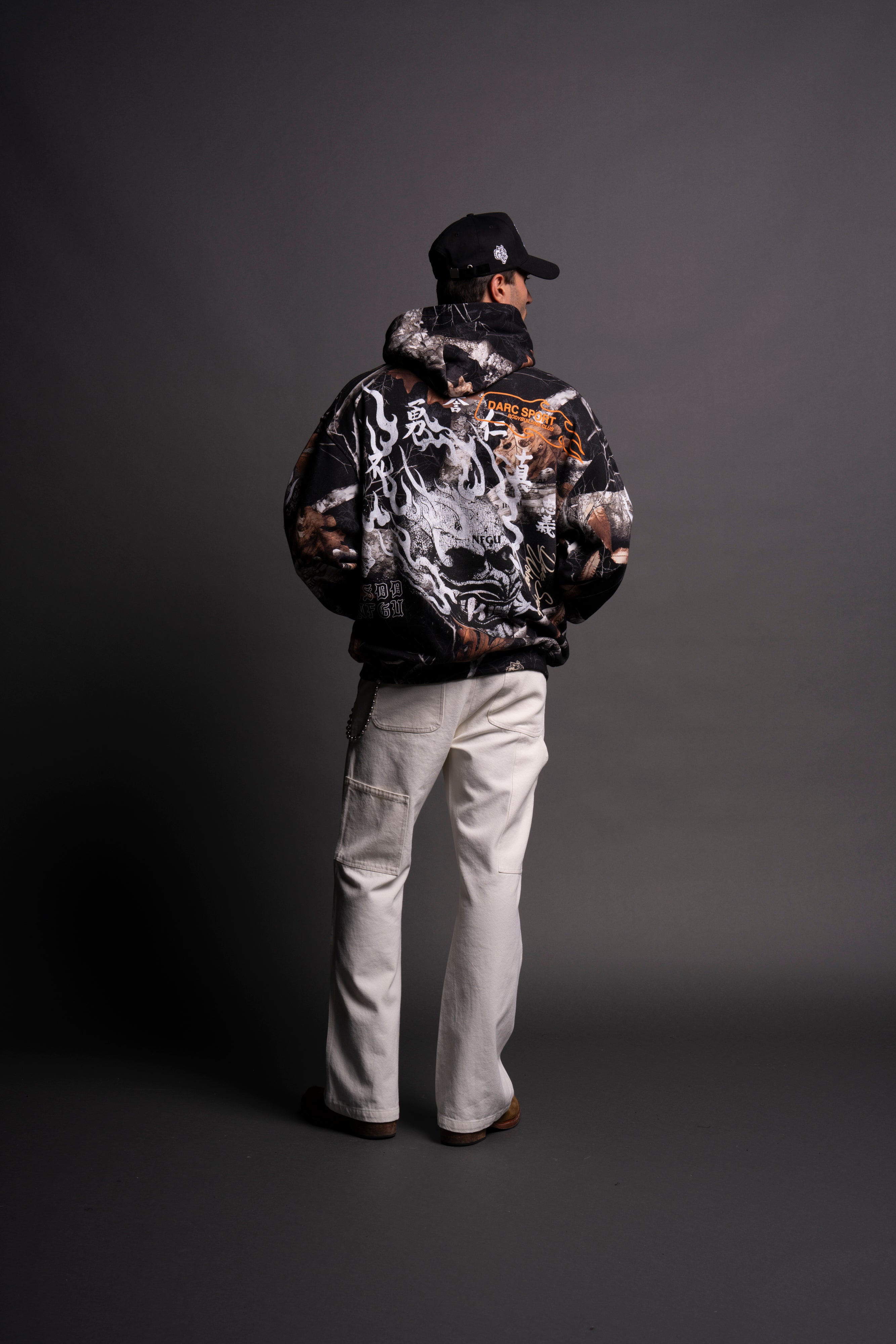 NFGU Mempo Flames "Pierce" Hoodie in Darc Woodland Camo