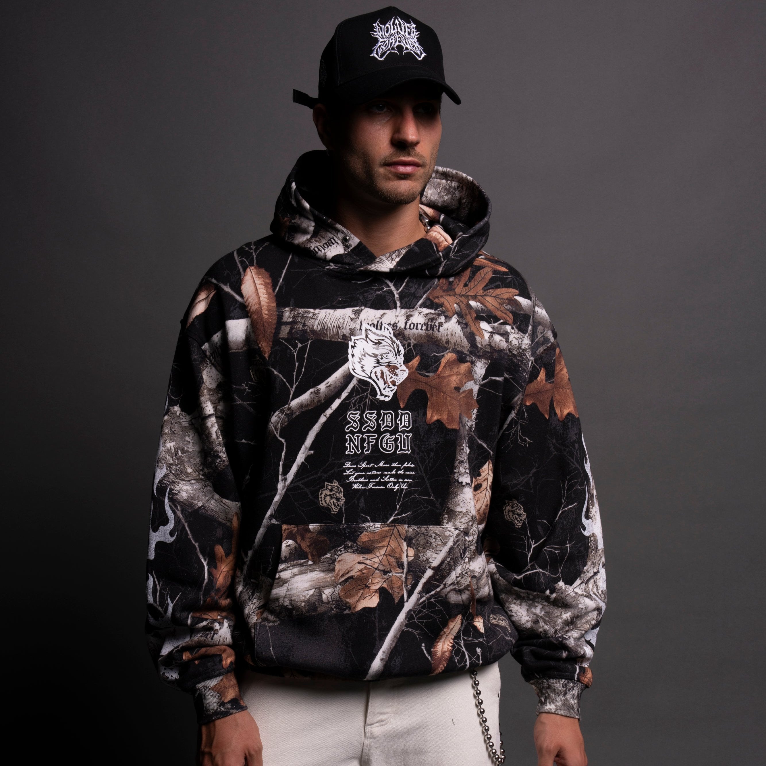 NFGU Mempo Flames "Pierce" Hoodie in Darc Woodland Camo