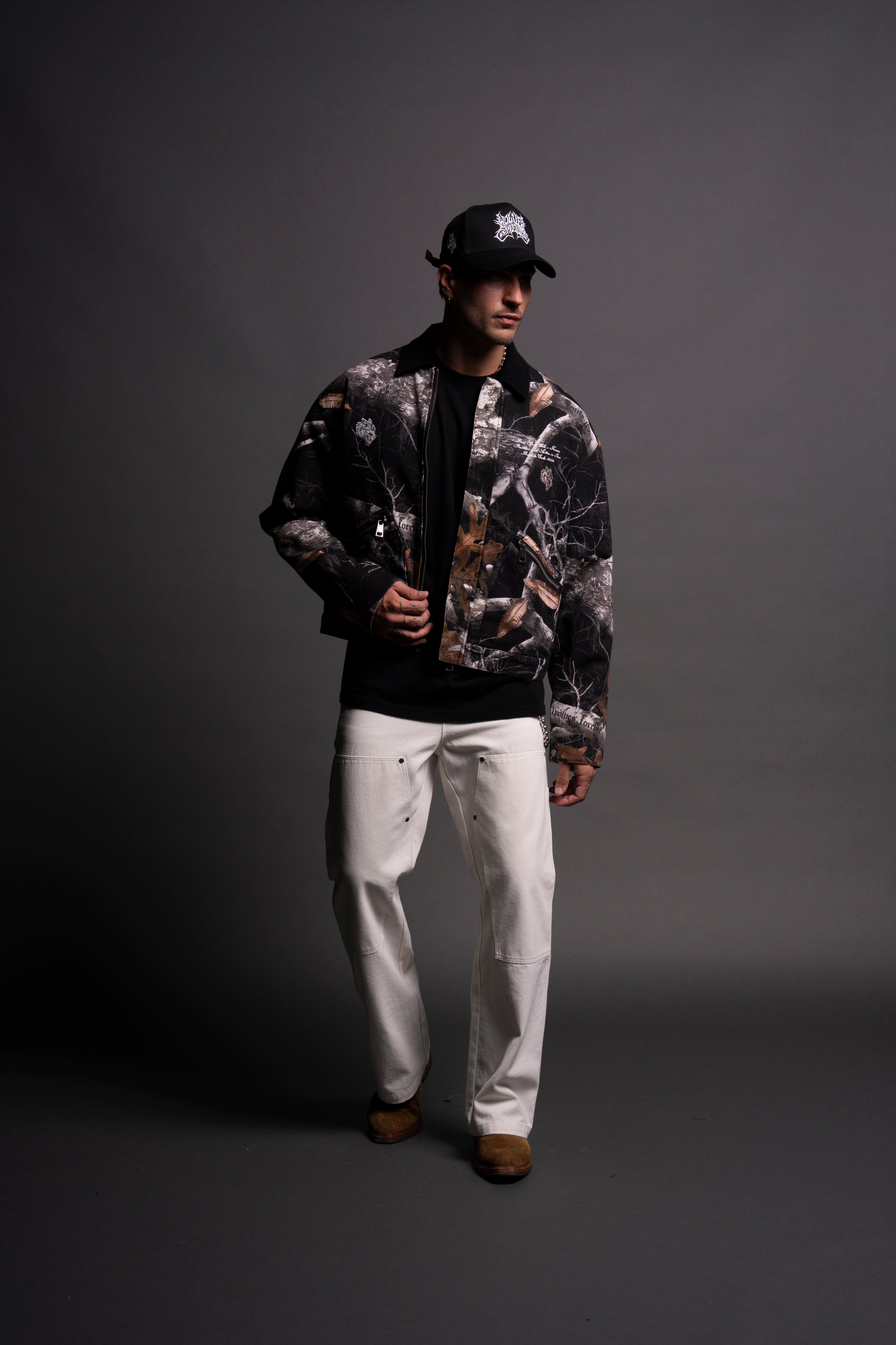 Our Lane Earl Jacket in Darc Woodland Camo