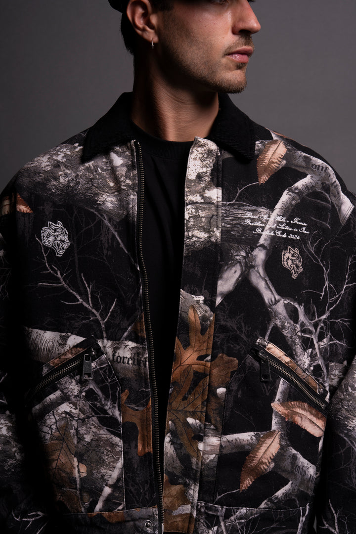 Our Lane Earl Jacket in Darc Woodland Camo