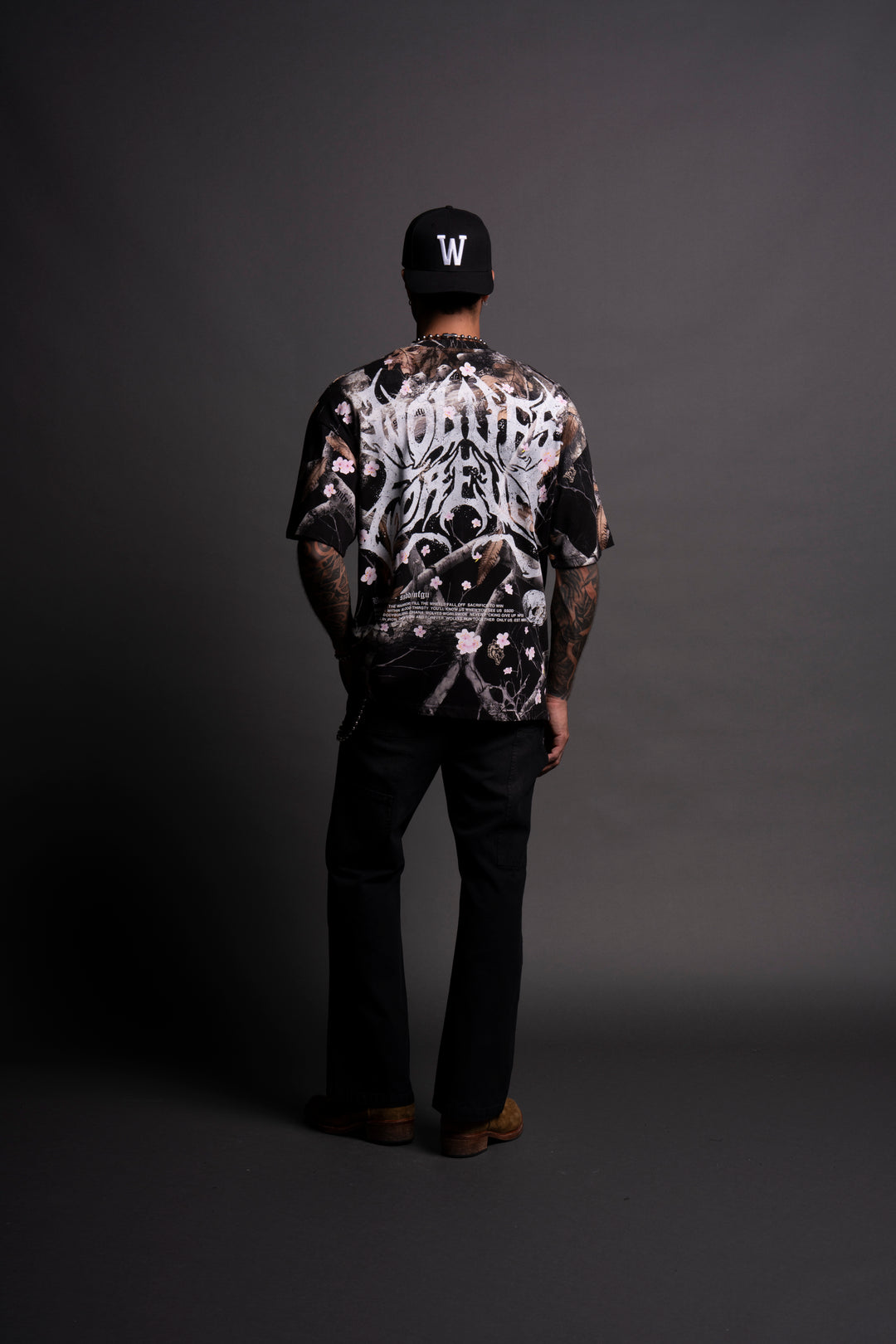 Metal Cherry Blossom "Premium" Oversized Tee in Darc Woodland Camo