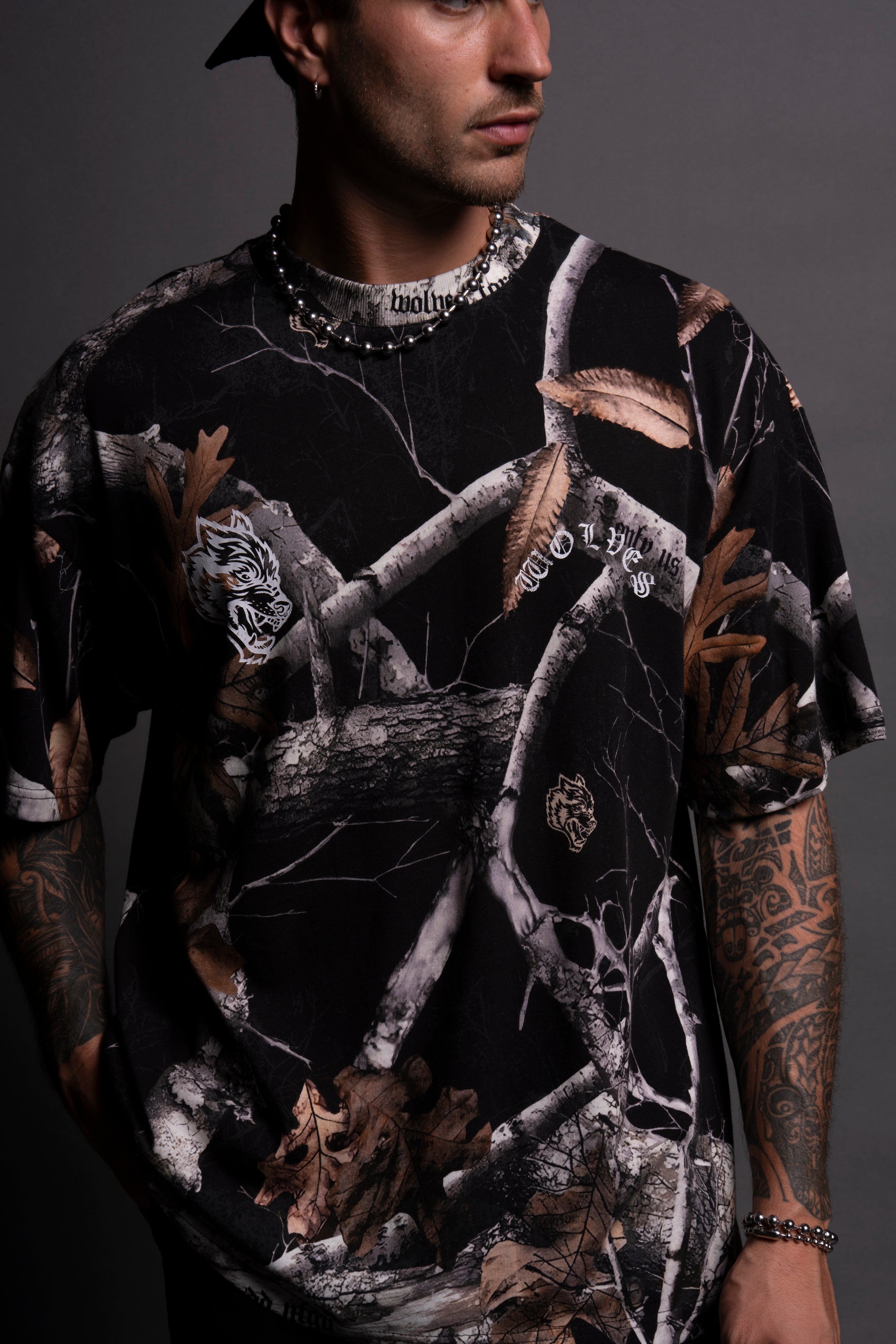 Metal Cherry Blossom "Premium" Oversized Tee in Darc Woodland Camo