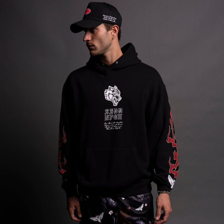 NFGU Mempo Flames "Pierce" Hoodie in Black