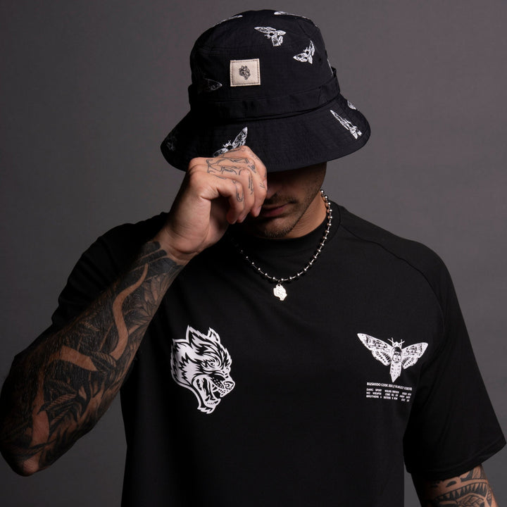 Death Moth Boonie Bucket Hat in Black