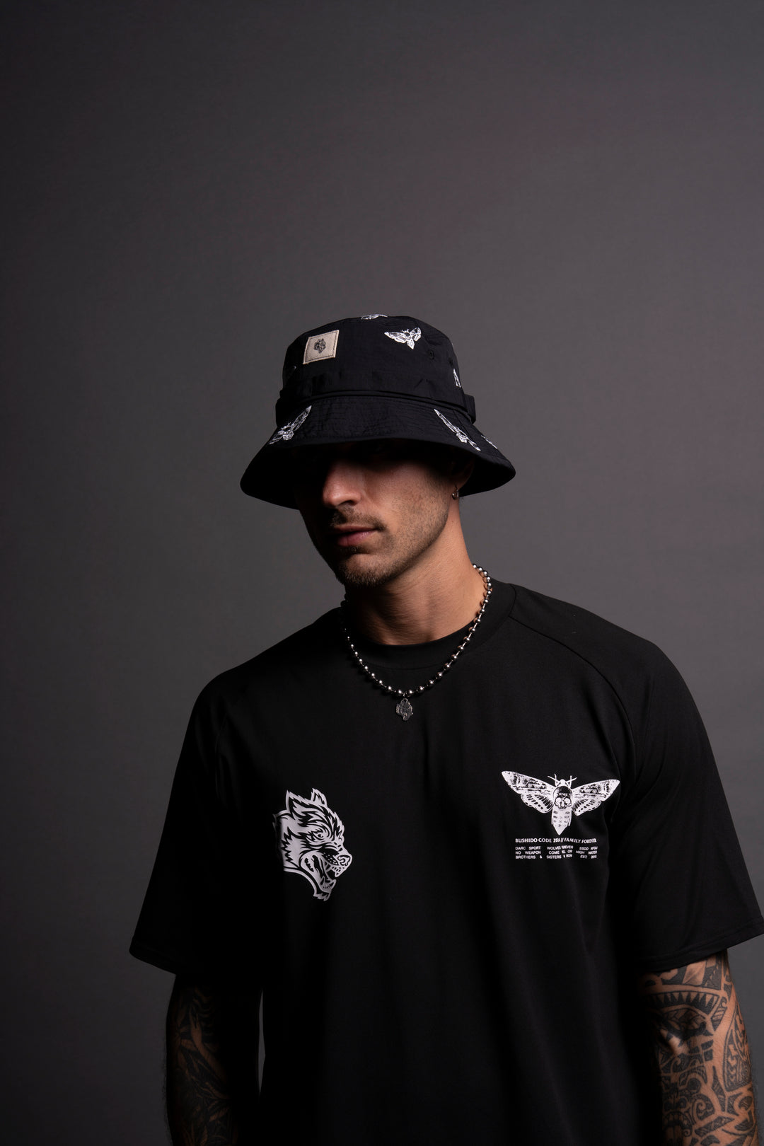 Death Moth Boonie Bucket Hat in Black