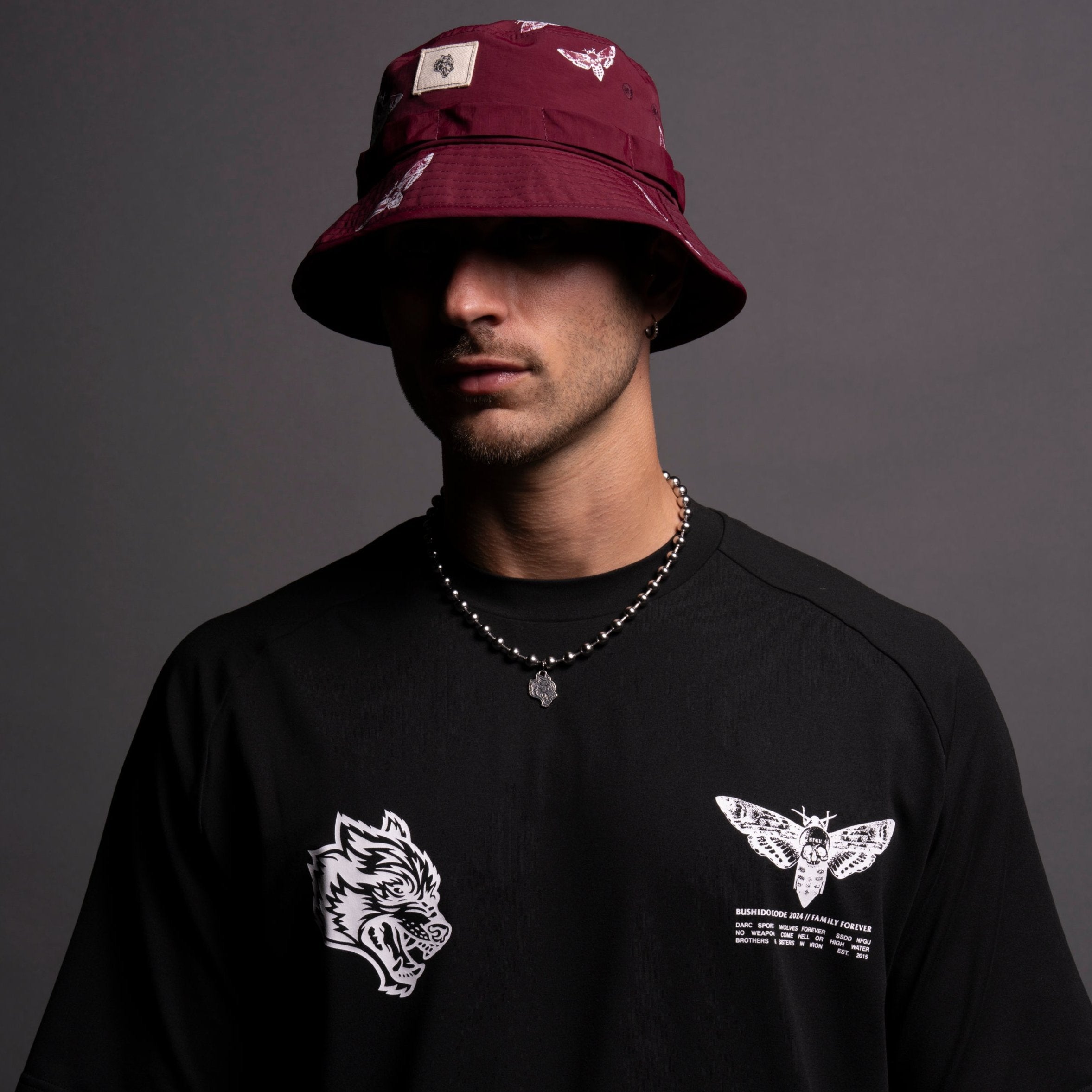 Death Moth Boonie Bucket Hat in Maroon