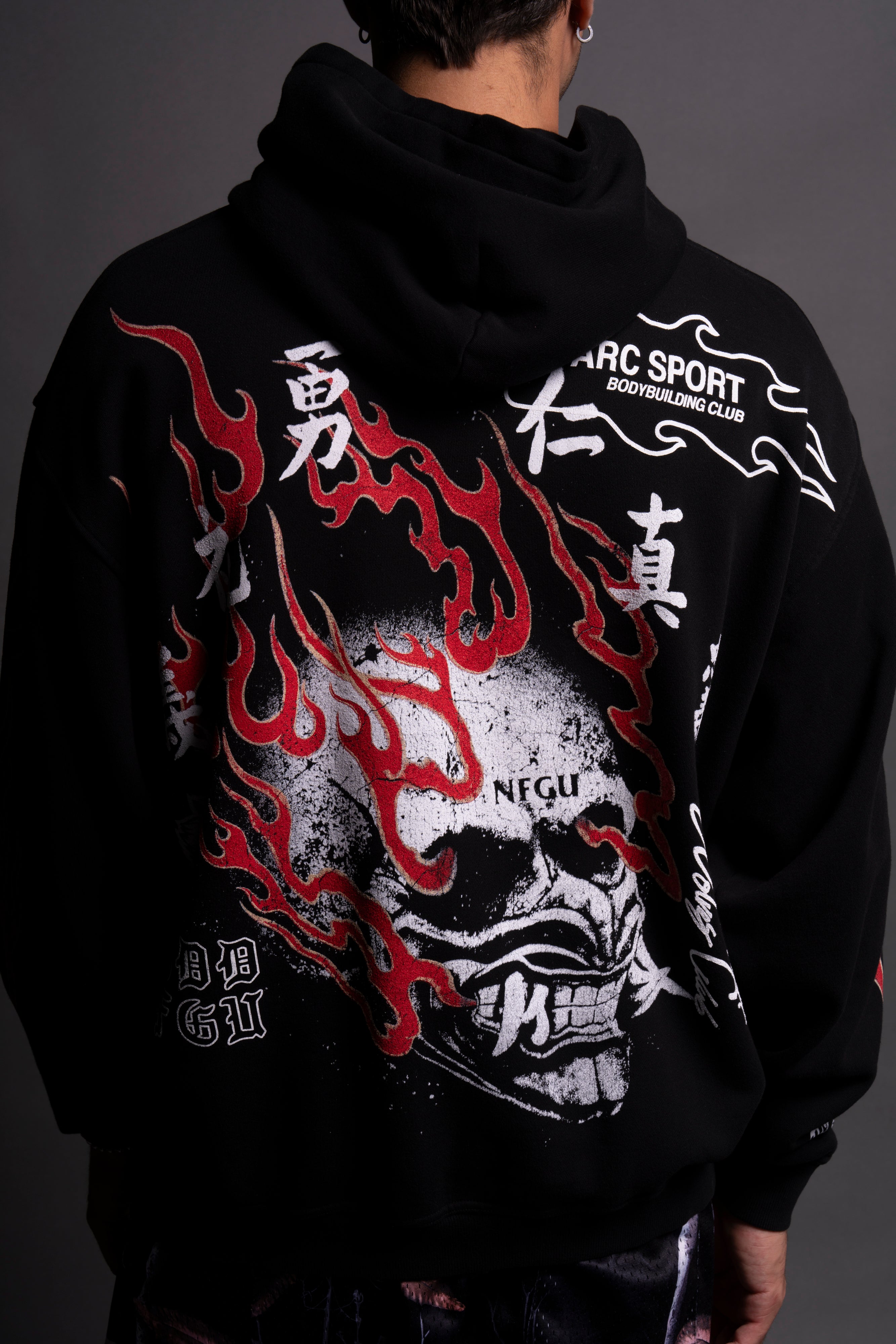 NFGU Mempo Flames "Pierce" Hoodie in Black