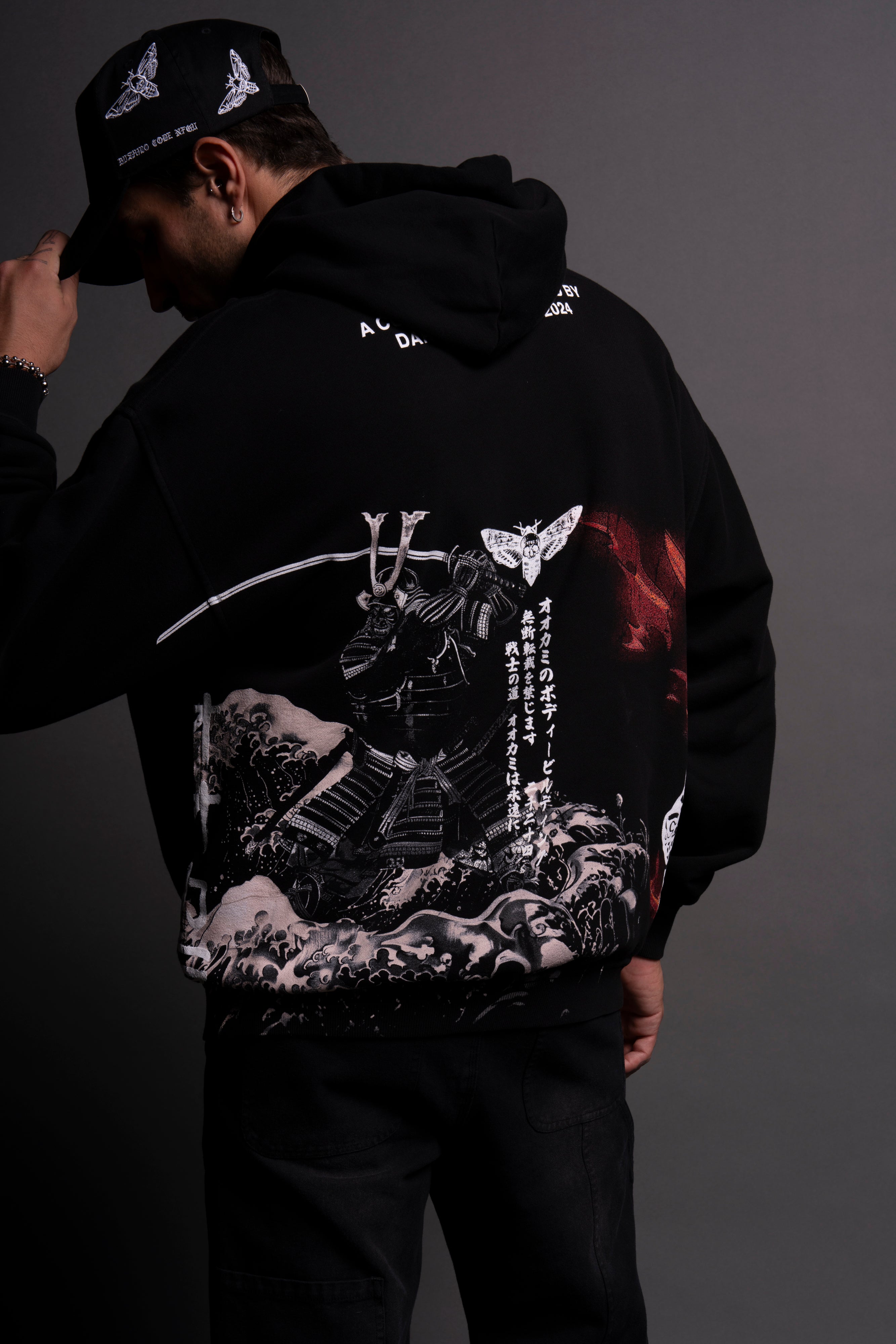 Samurai Courage "Side-By-Side" Bishop Hoodie in Black