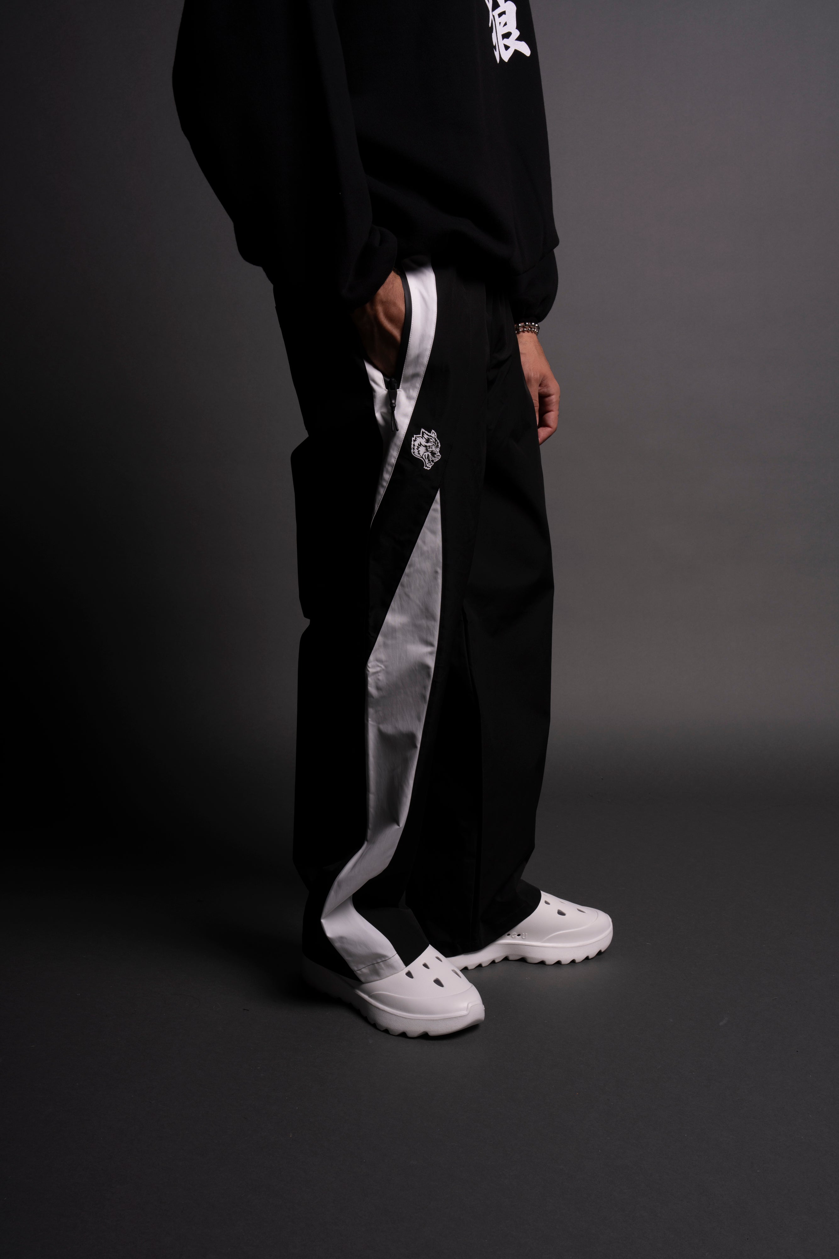 Dual Brolic Unisex Track Pants in Black/White