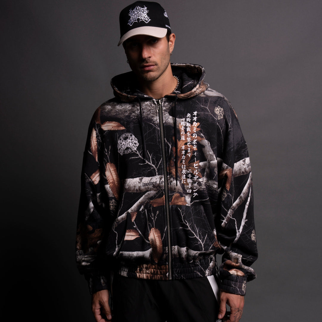 Our Zone "Chambers" Zip Hoodie in Darc Woodland Camo