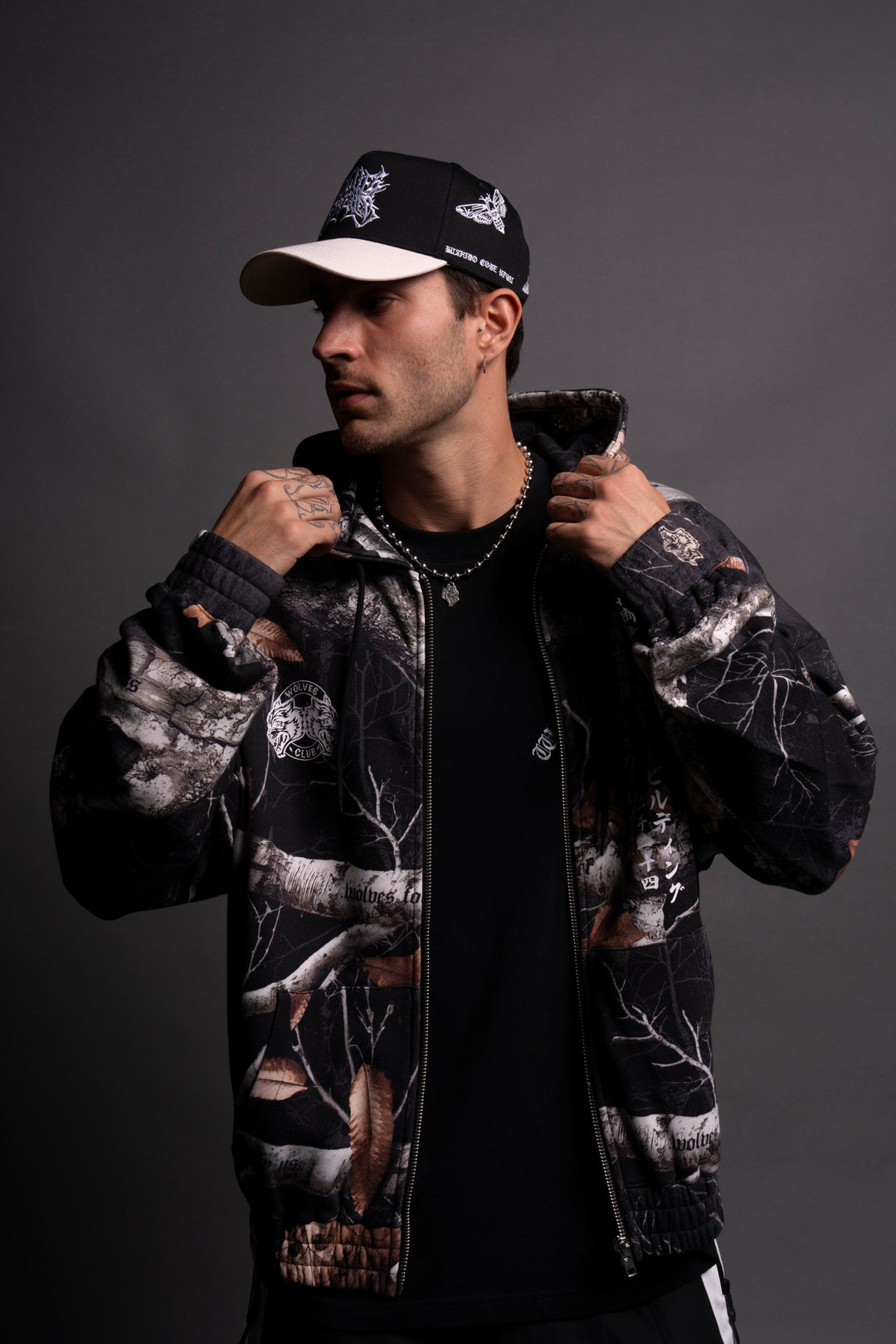 Our Zone "Chambers" Zip Hoodie in Darc Woodland Camo