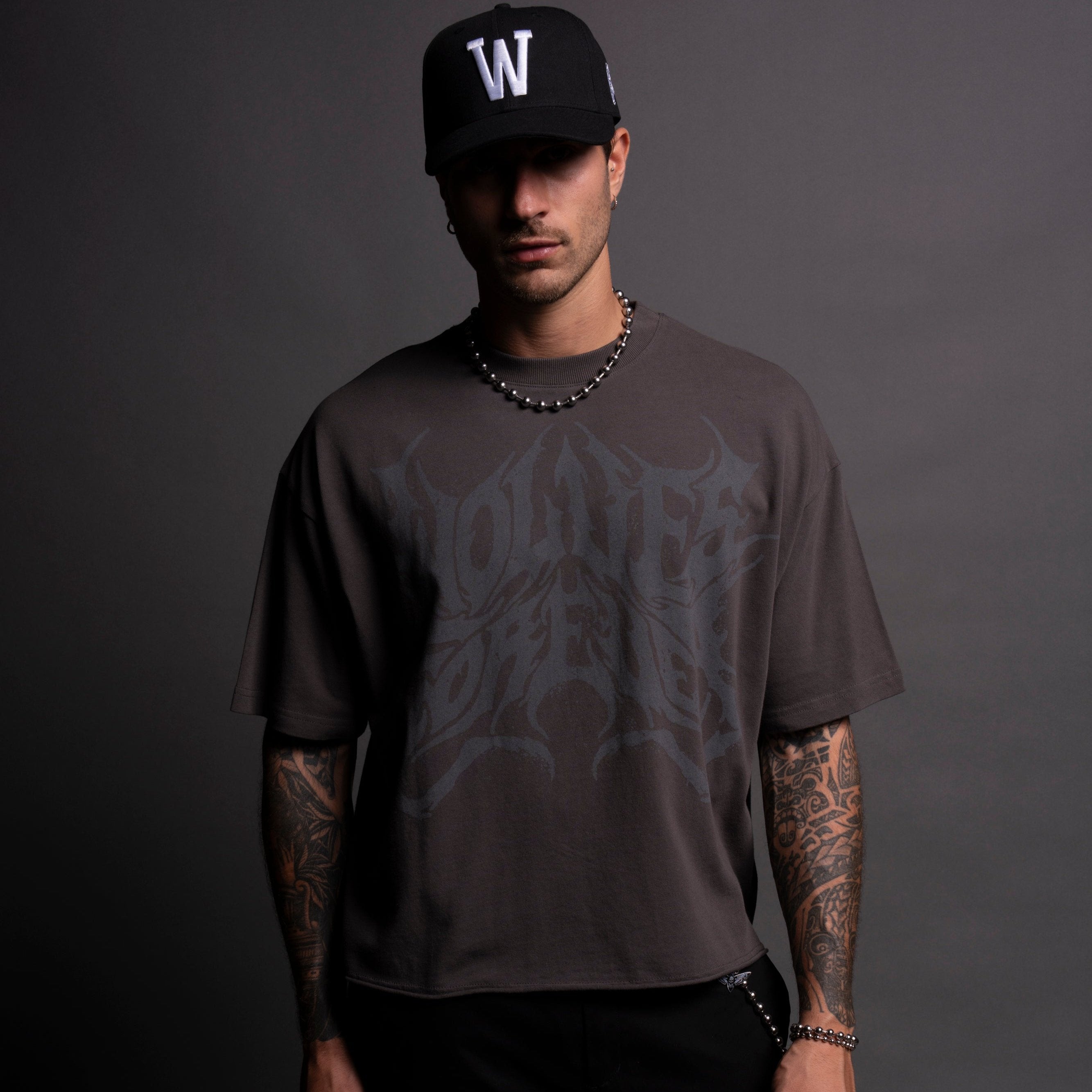 Metal Raw Hem "Box Cut" Tee in Wolf Gray