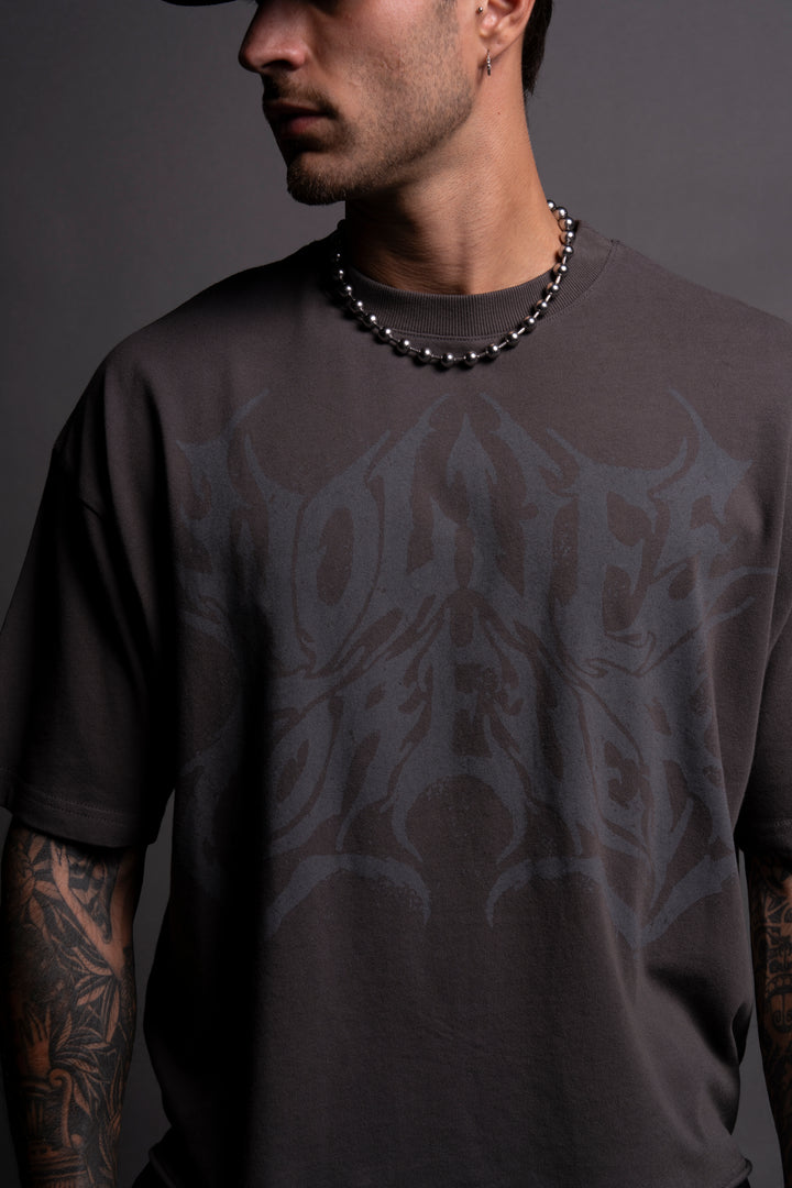 Metal Raw Hem "Box Cut" Tee in Wolf Gray