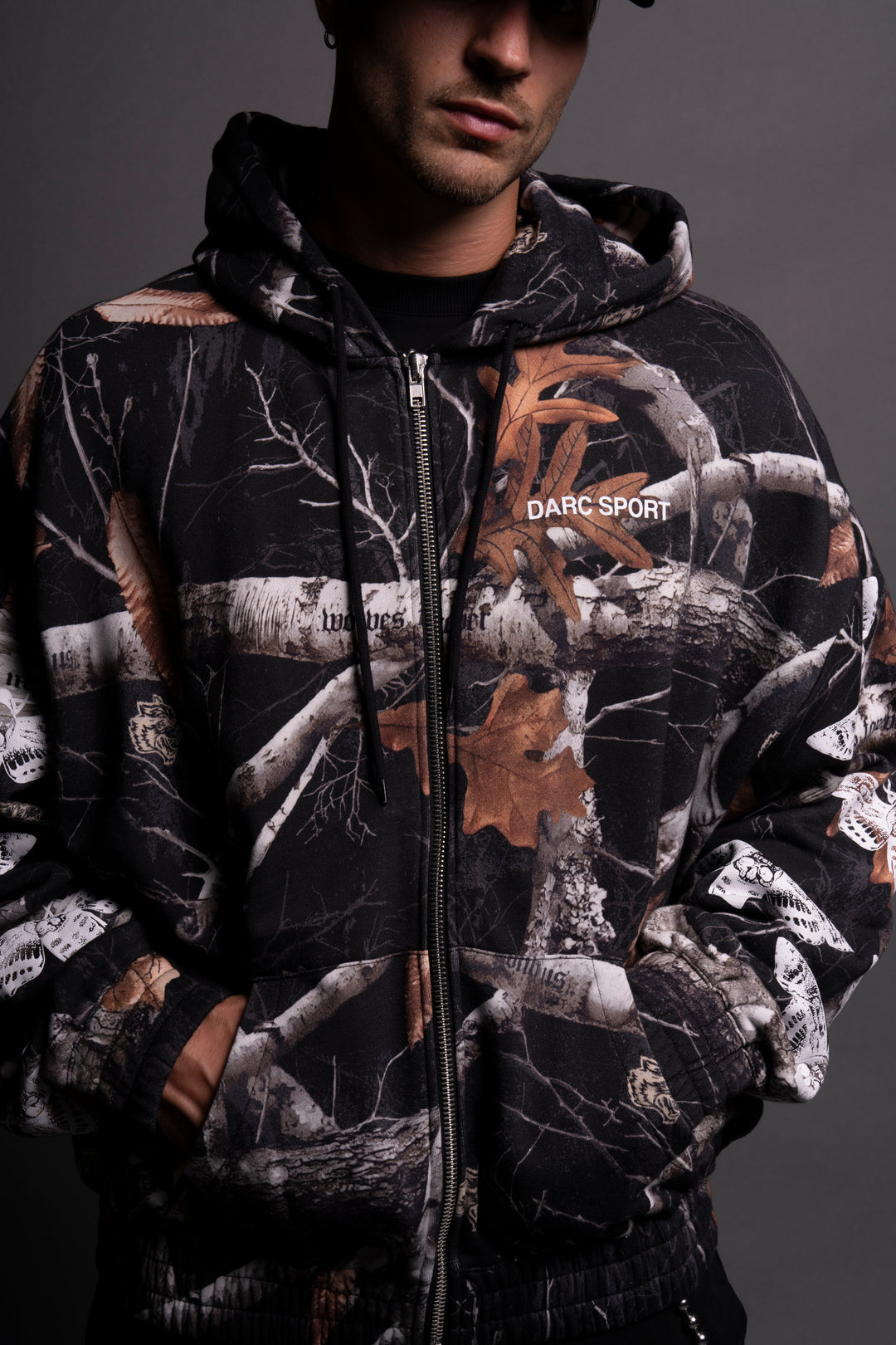 Reborn "Chambers" Zip Hoodie in Darc Woodland Camo