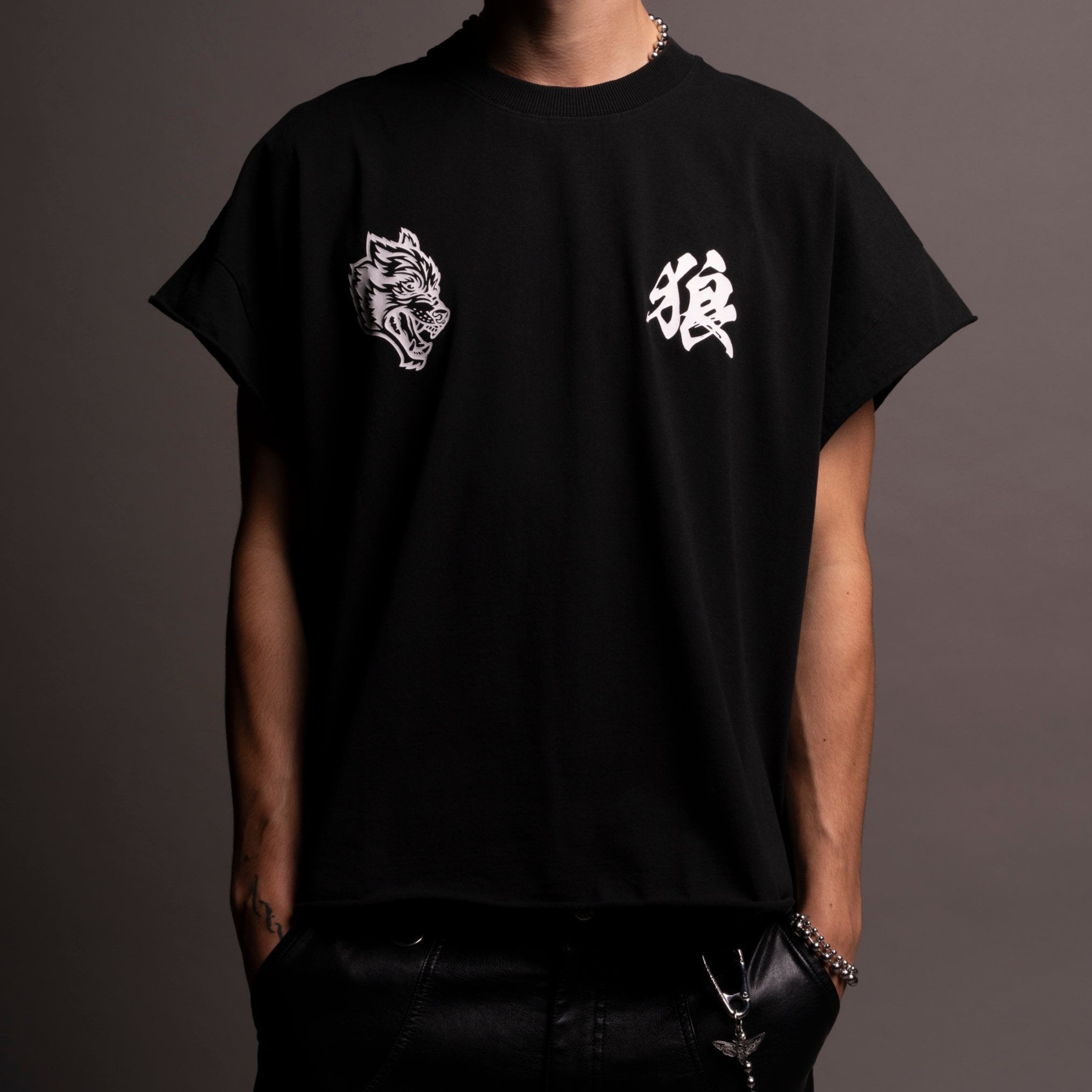 Okami Chopper "Grunge" Cut Off Tee in Black