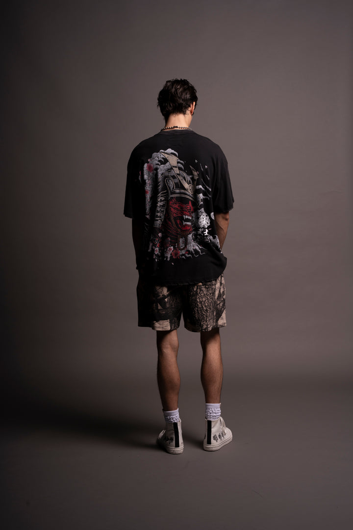 Sakura Warrior "Side By Side" Oversized Tee in Black