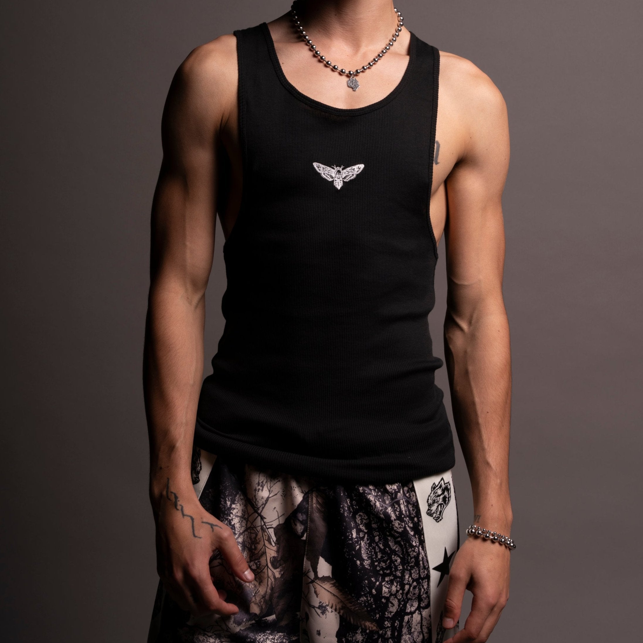 Death Moth "Ribbed" Tank in Black