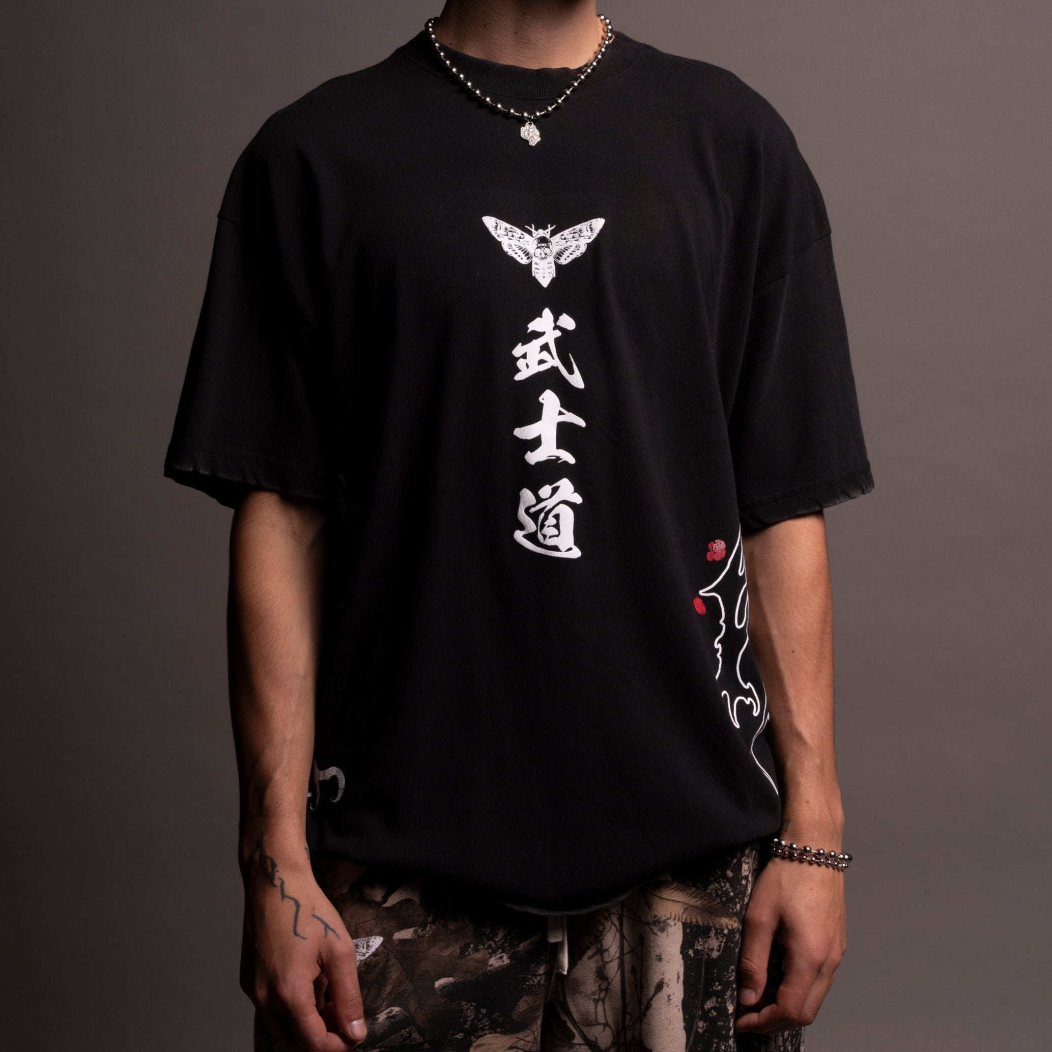 Sakura Warrior "Side By Side" Oversized Tee in Black