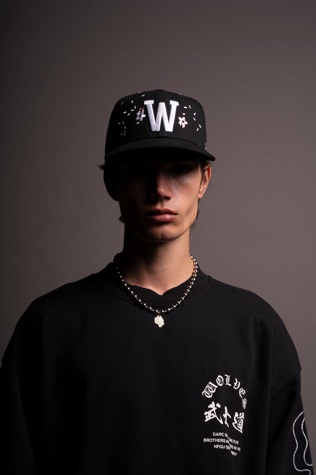 Wolves Sakura Fitted Hat in Black