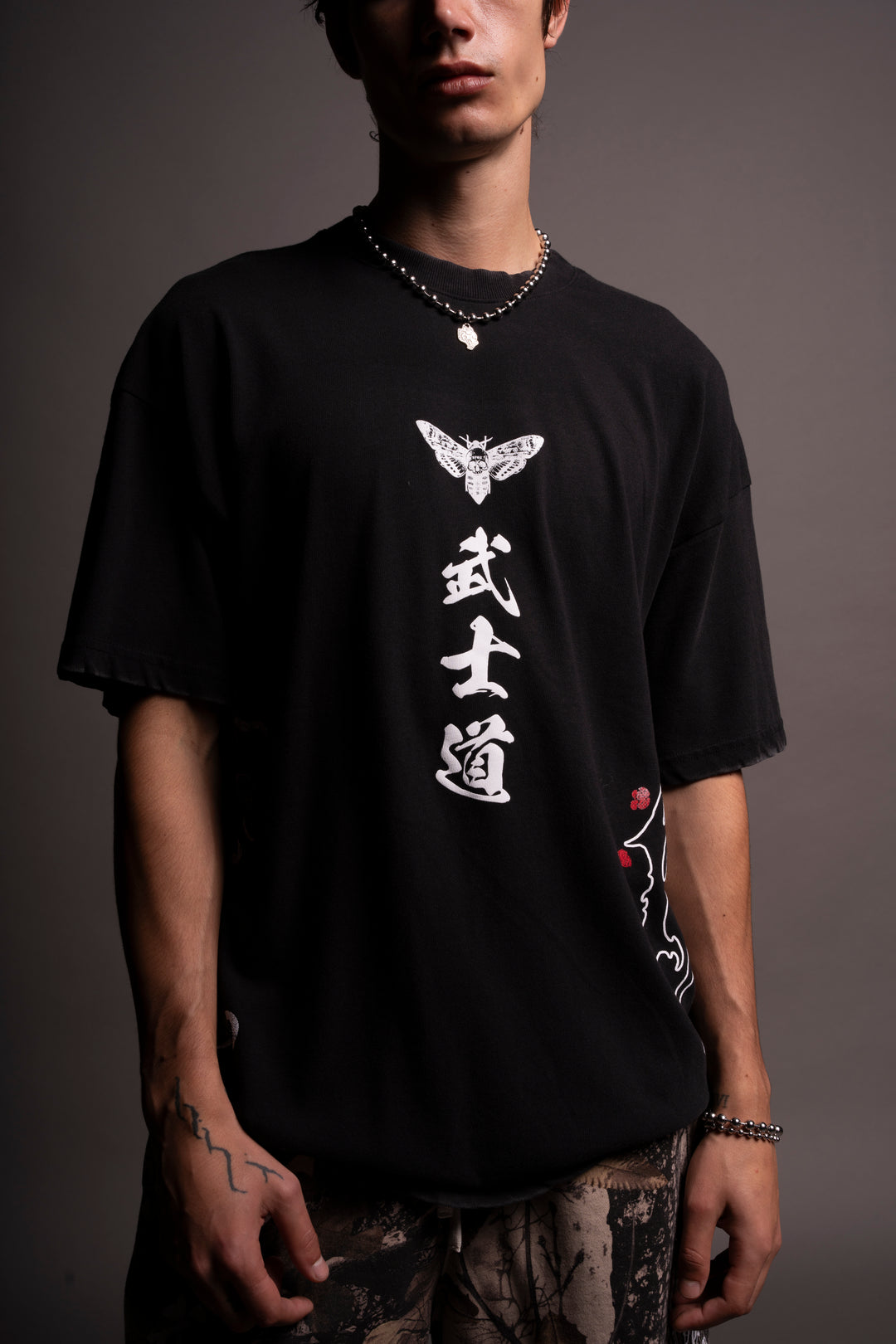 Sakura Warrior "Side By Side" Oversized Tee in Black