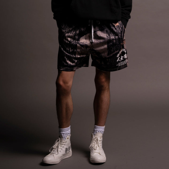 Okami Wolf Mesh Shorts in Clay Woodland Camo